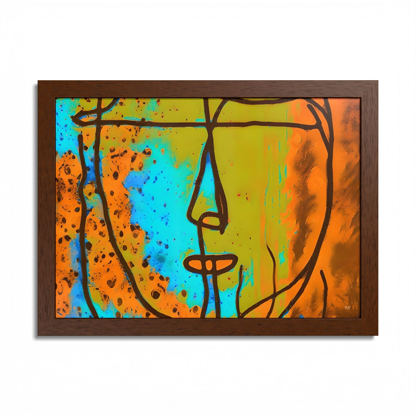 Framed Vertical Poster Abstract Sketch Face Up