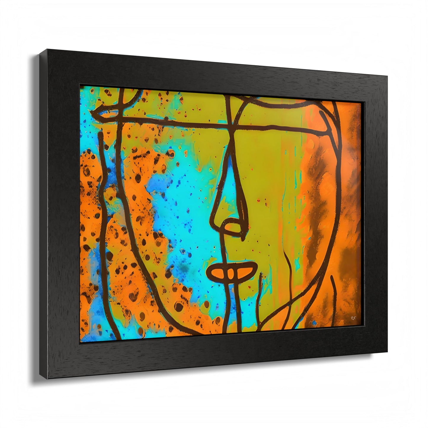 Framed Vertical Poster Abstract Sketch Face Up