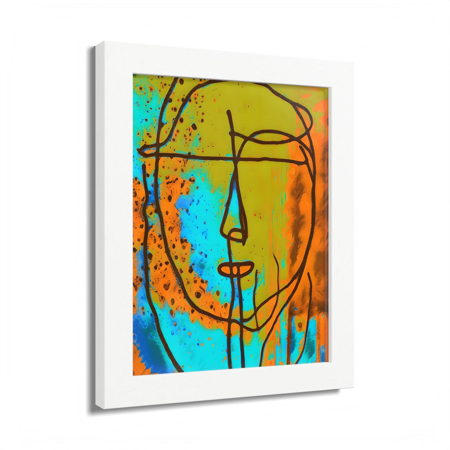 Framed Vertical Poster Abstract Sketch Face Up
