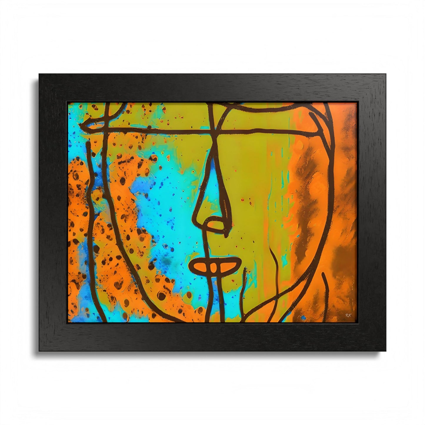Framed Vertical Poster Abstract Sketch Face Up