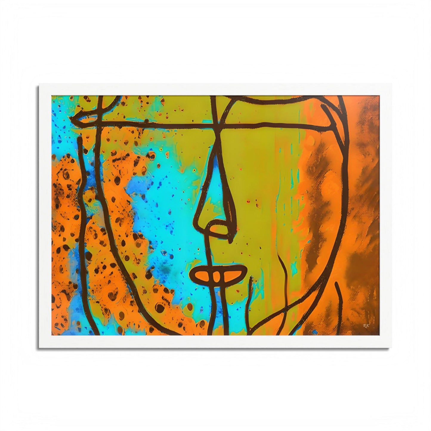 Framed Vertical Poster Abstract Sketch Face Up