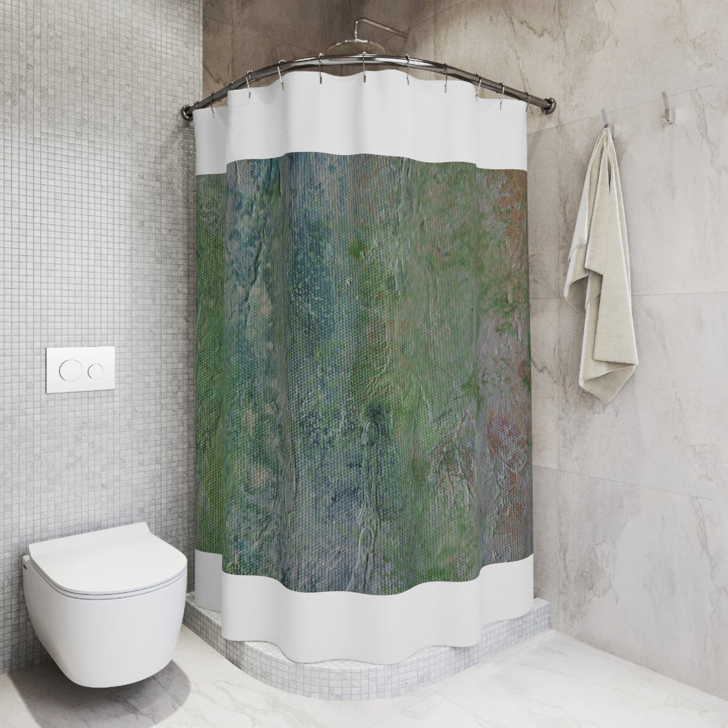Green Stone Shower Curtain - Durable Polyester Bathroom Decor by Its A Art Vibe