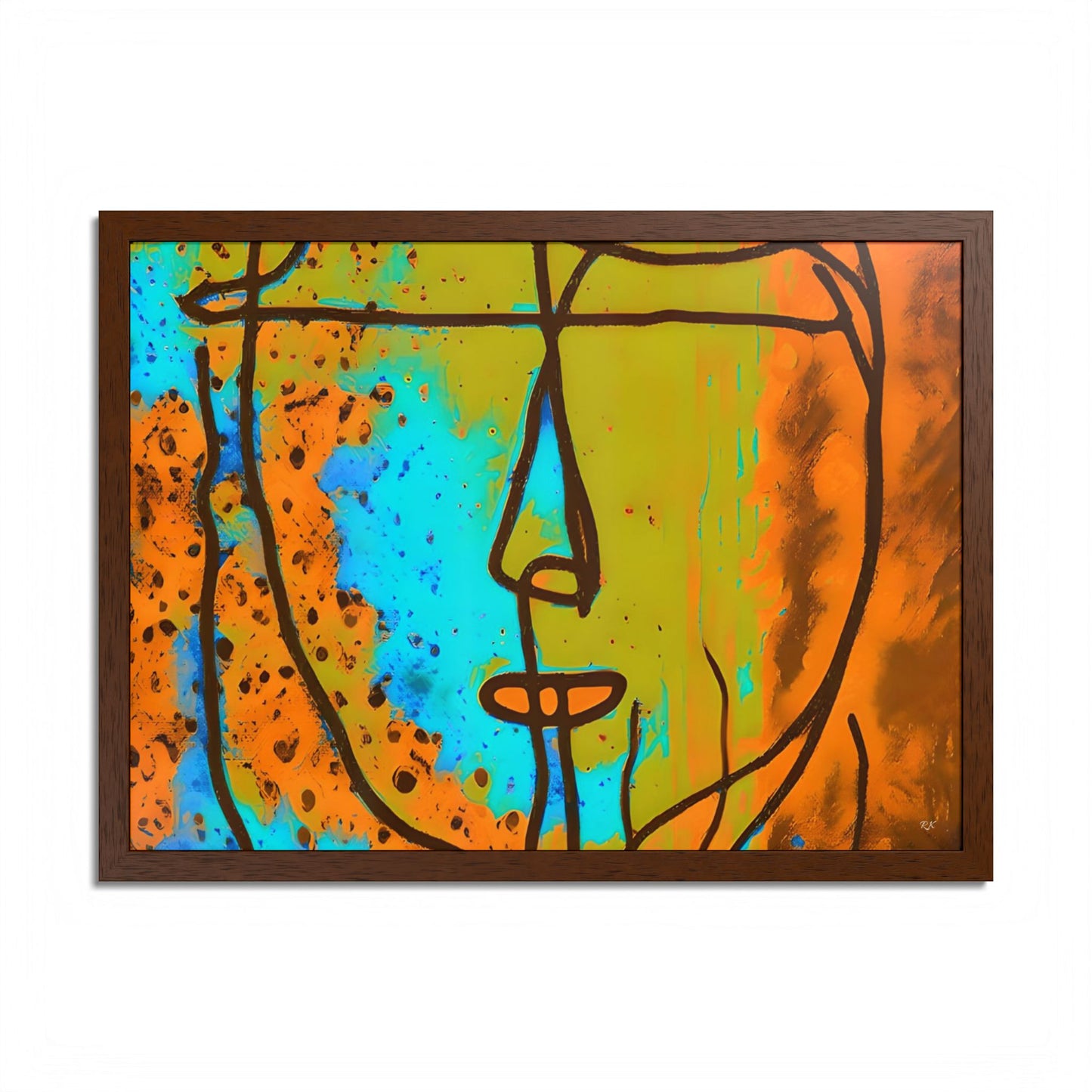 Framed Vertical Poster Abstract Sketch Face Up