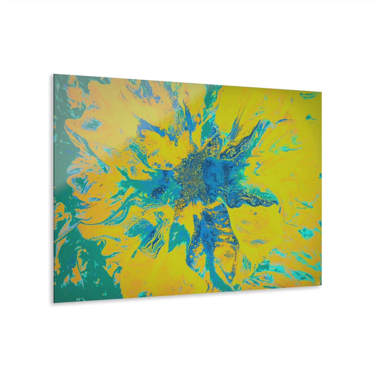 Acrylic Prints Abstract Floral Blues by Yellow 001