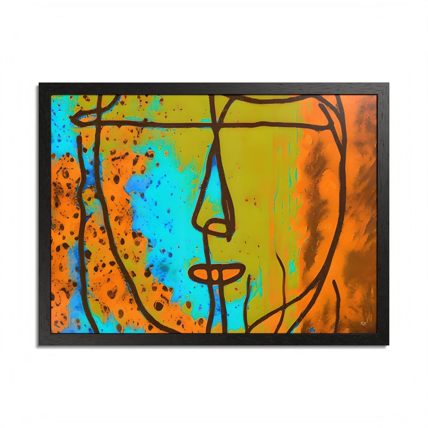 Framed Vertical Poster Abstract Sketch Face Up