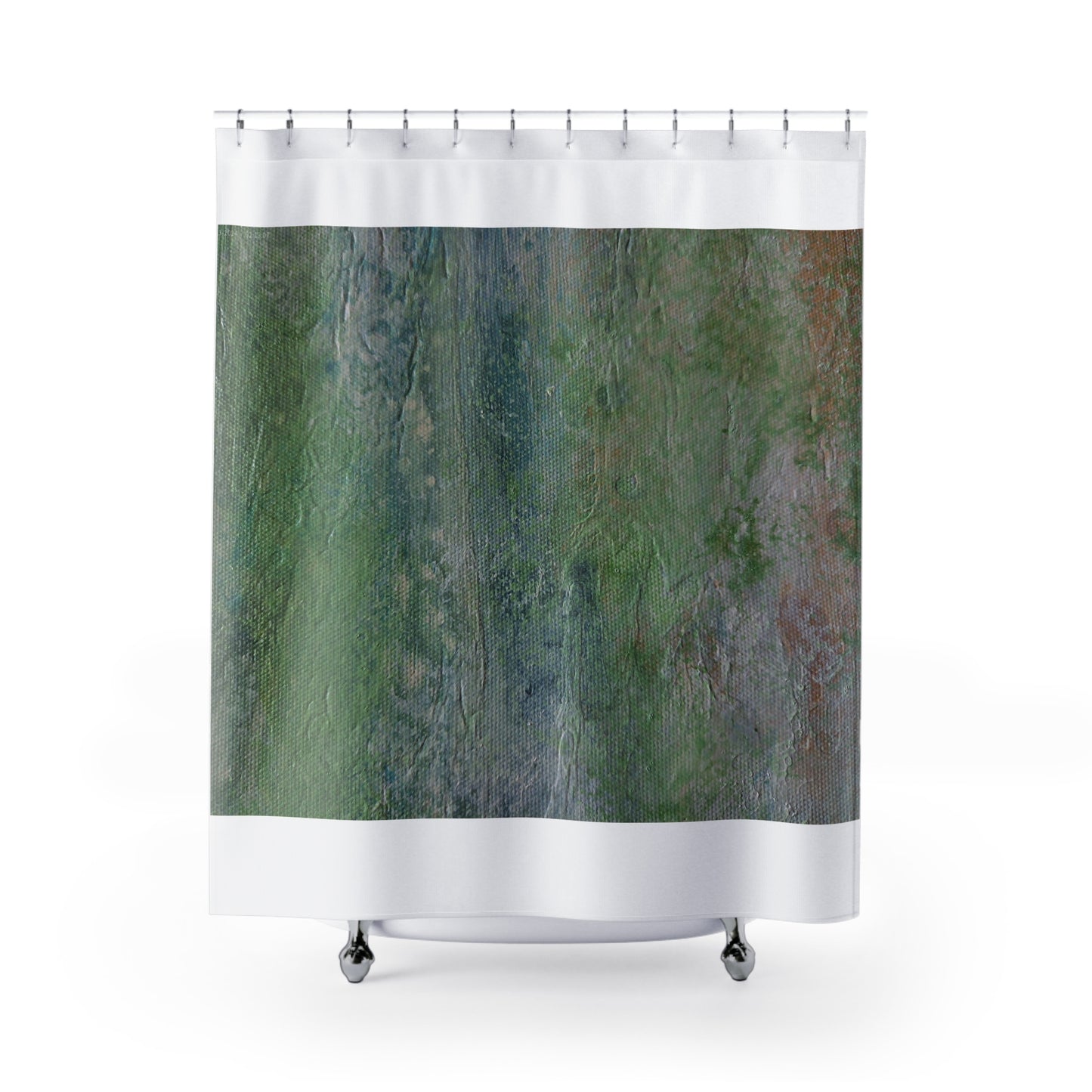 Green Stone Shower Curtain - Durable Polyester Bathroom Decor by Its A Art Vibe