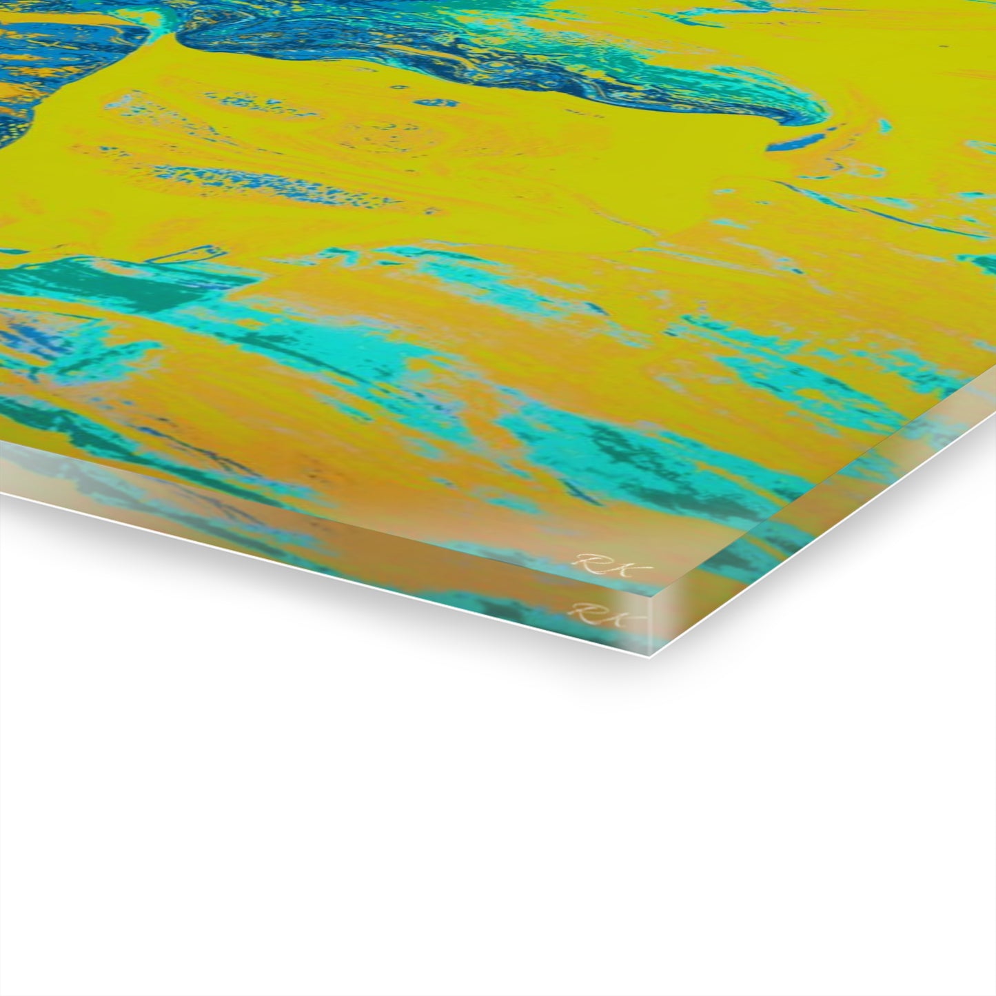 Acrylic Prints Abstract Floral Blues by Yellow 001