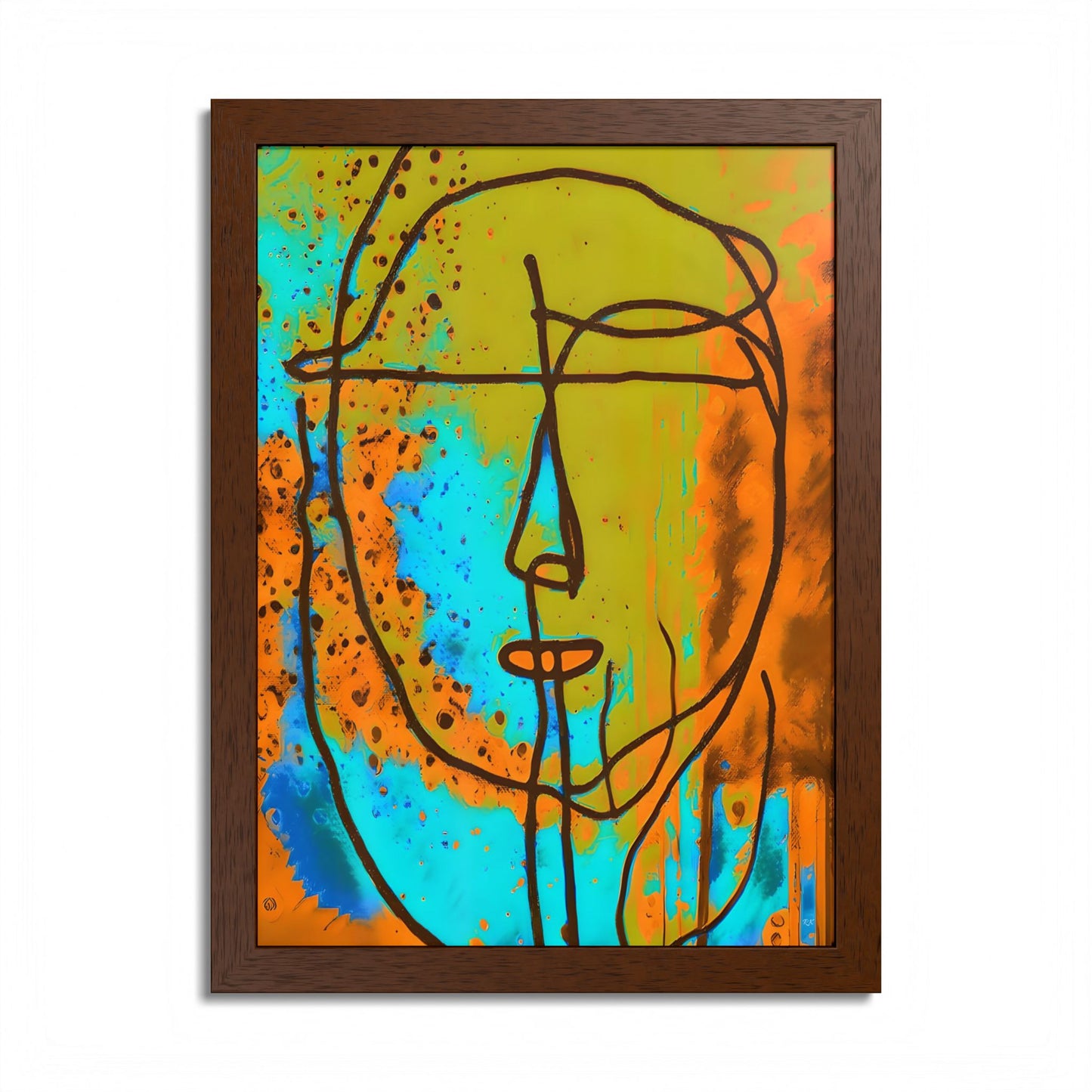 Framed Vertical Poster Abstract Sketch Face Up