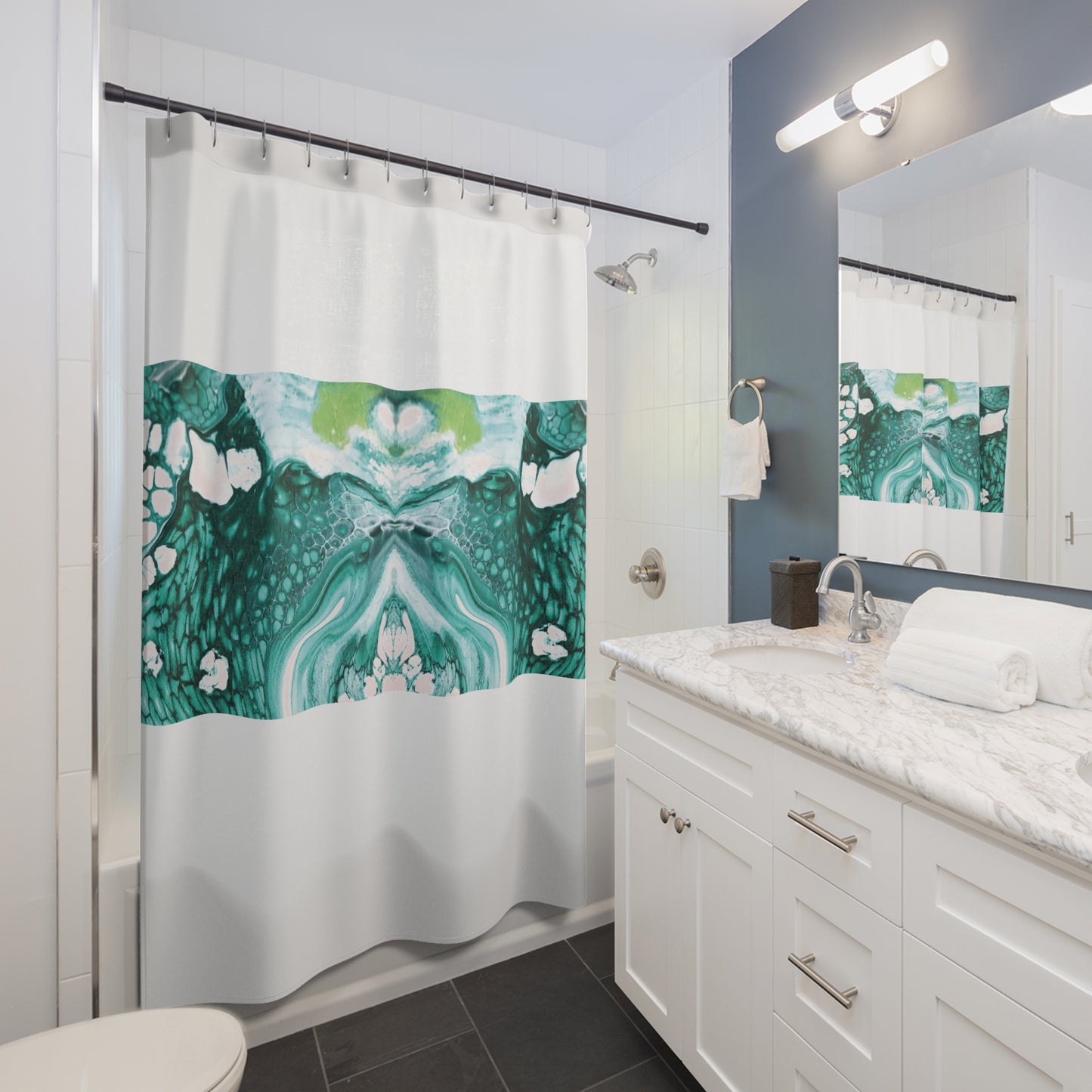 Green Earth Shower Curtain - Durable Polyester Bathroom Decor by Its A Art Vibe
