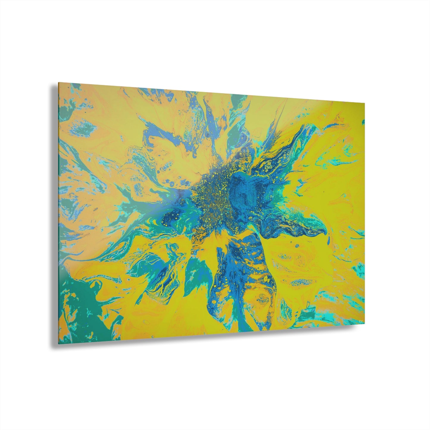 Acrylic Prints Abstract Floral Blues by Yellow 001
