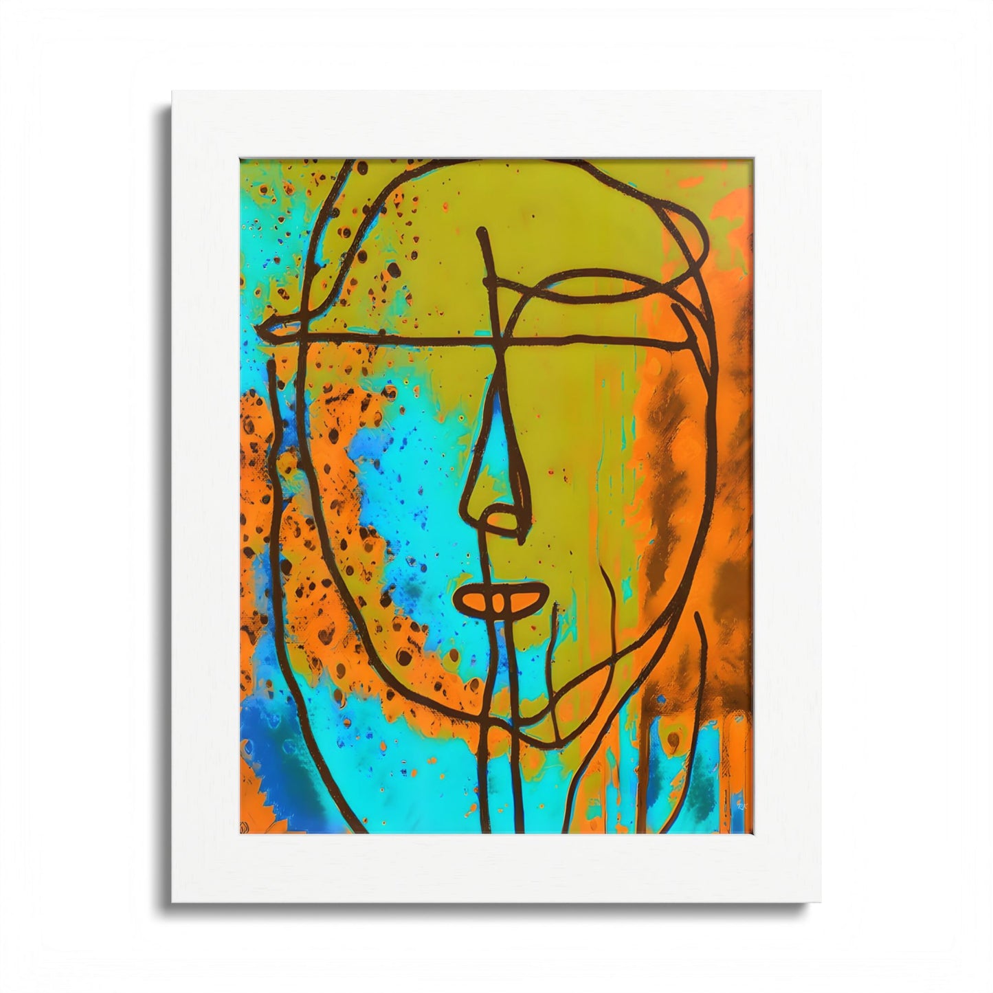 Framed Vertical Poster Abstract Sketch Face Up