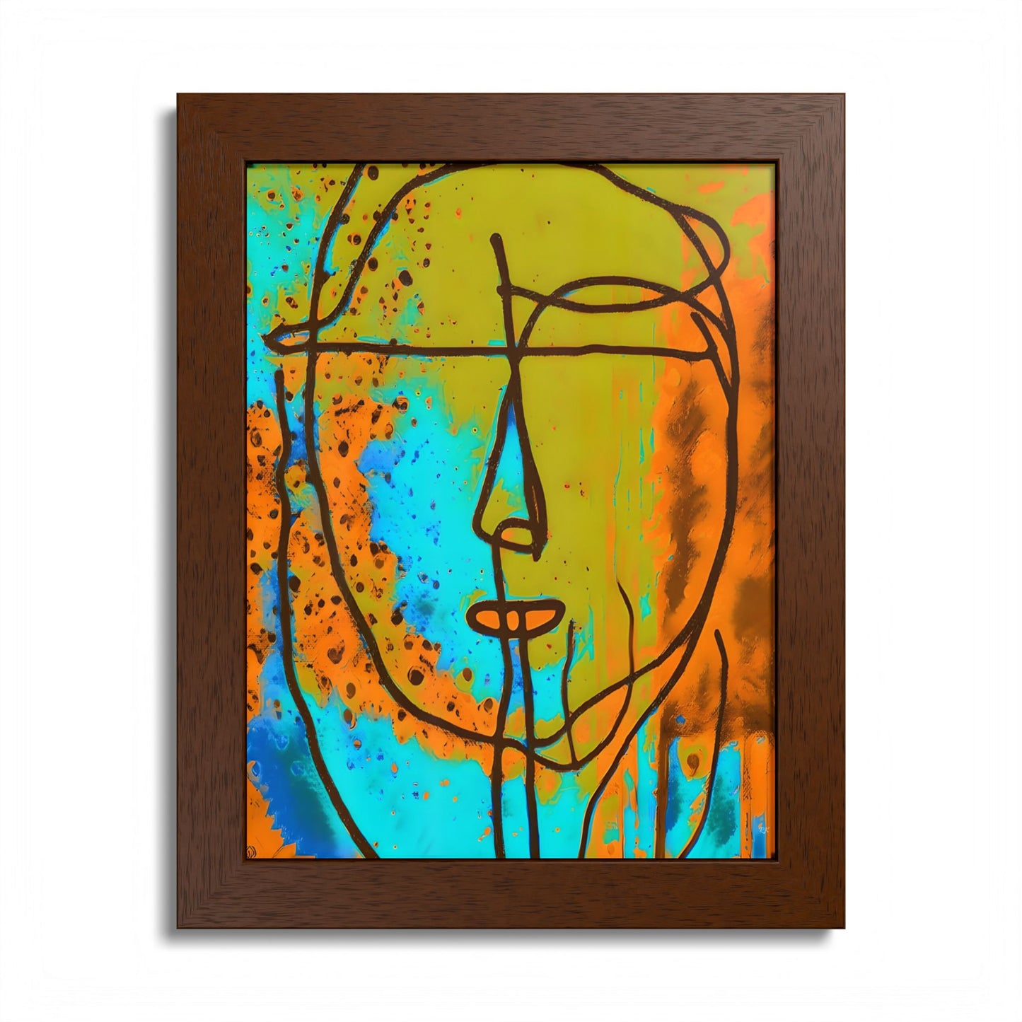 Framed Vertical Poster Abstract Sketch Face Up