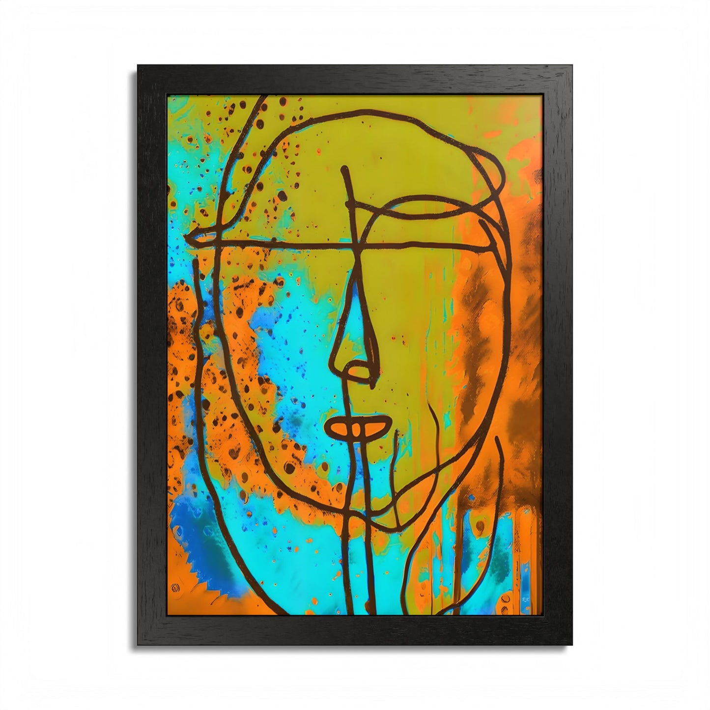 Framed Vertical Poster Abstract Sketch Face Up