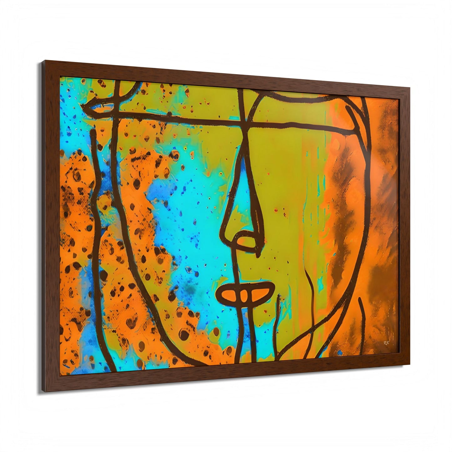 Framed Vertical Poster Abstract Sketch Face Up