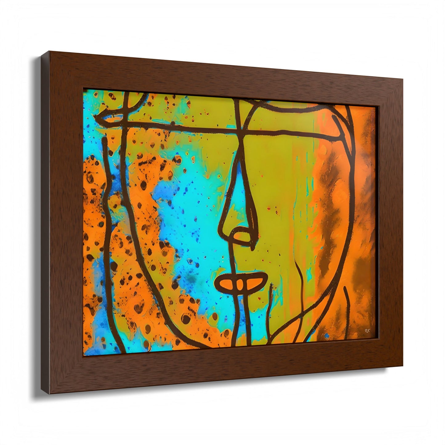 Framed Vertical Poster Abstract Sketch Face Up