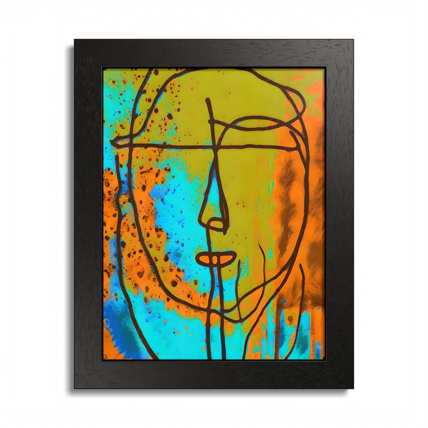 Framed Vertical Poster Abstract Sketch Face Up