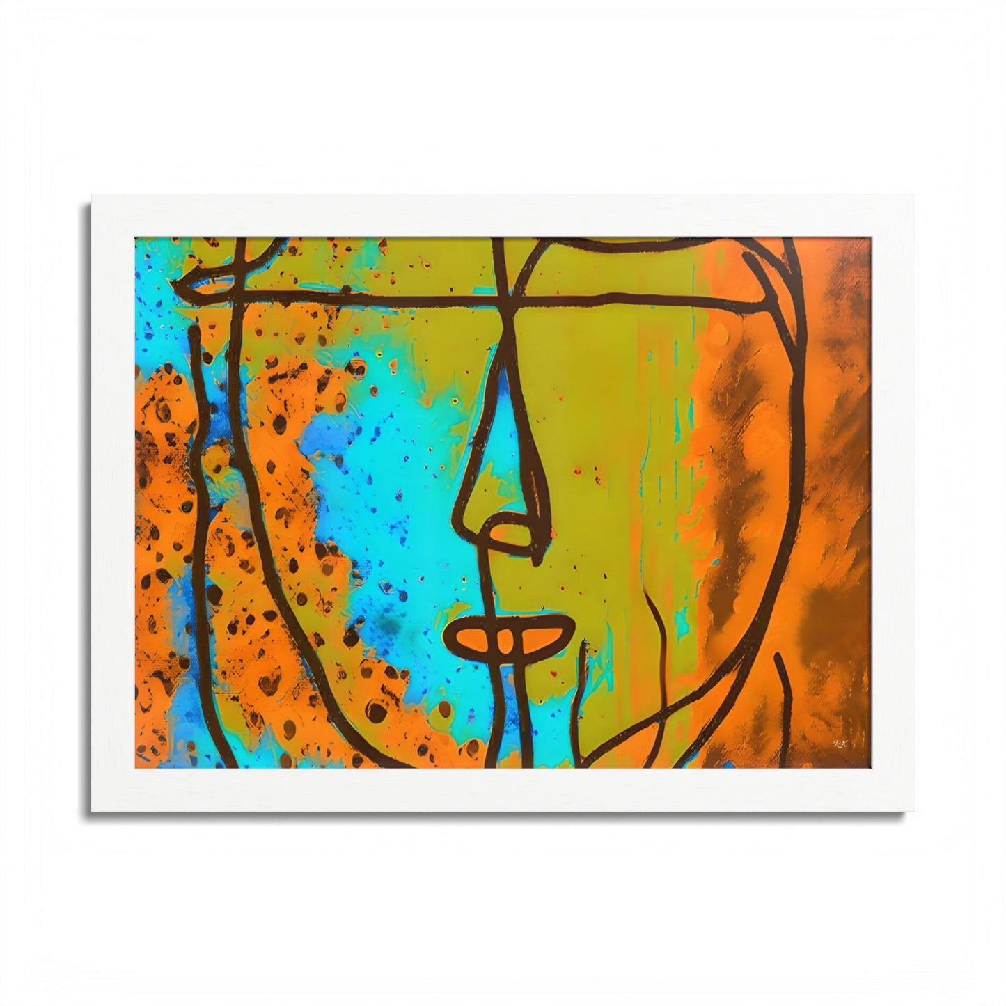 Framed Vertical Poster Abstract Sketch Face Up