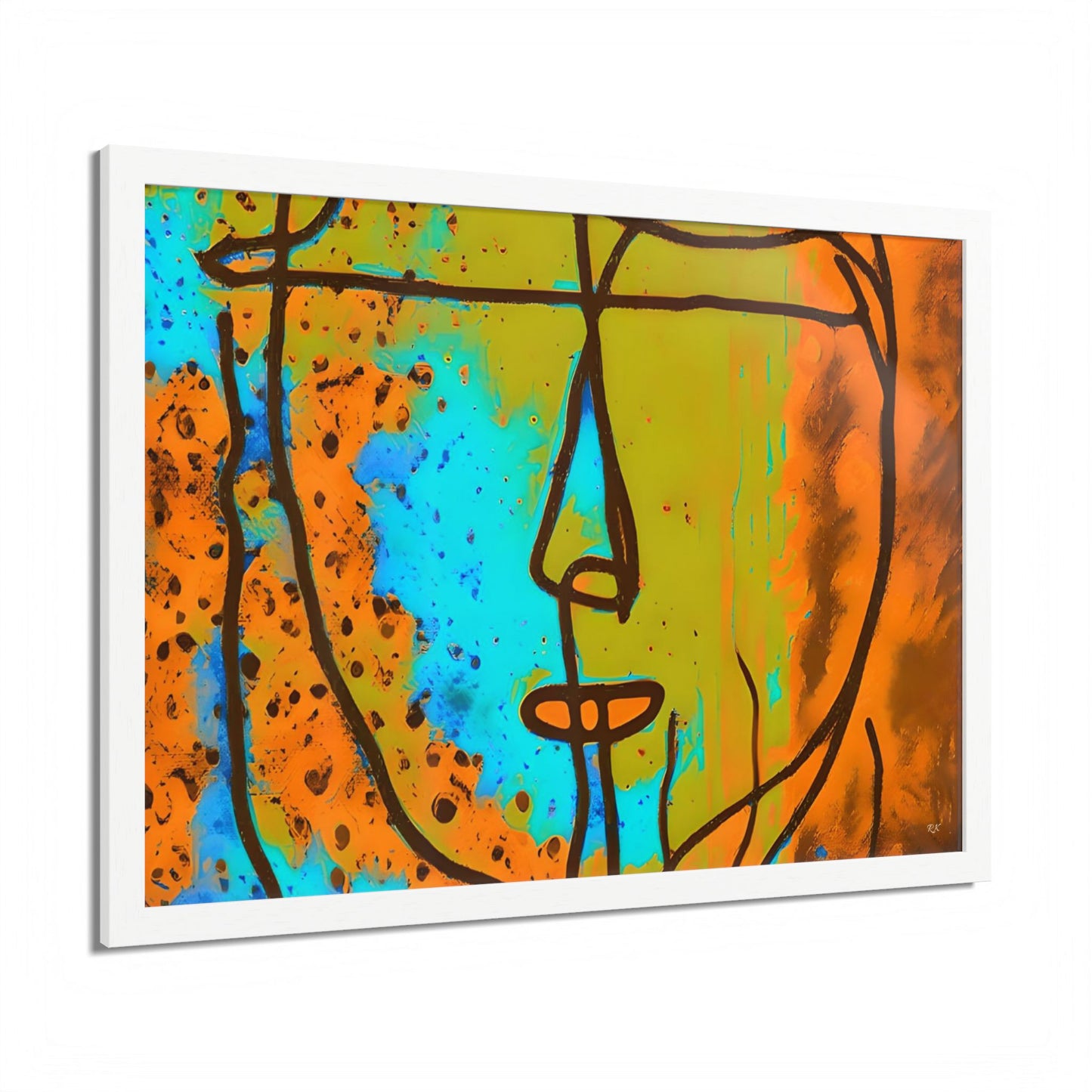 Framed Vertical Poster Abstract Sketch Face Up