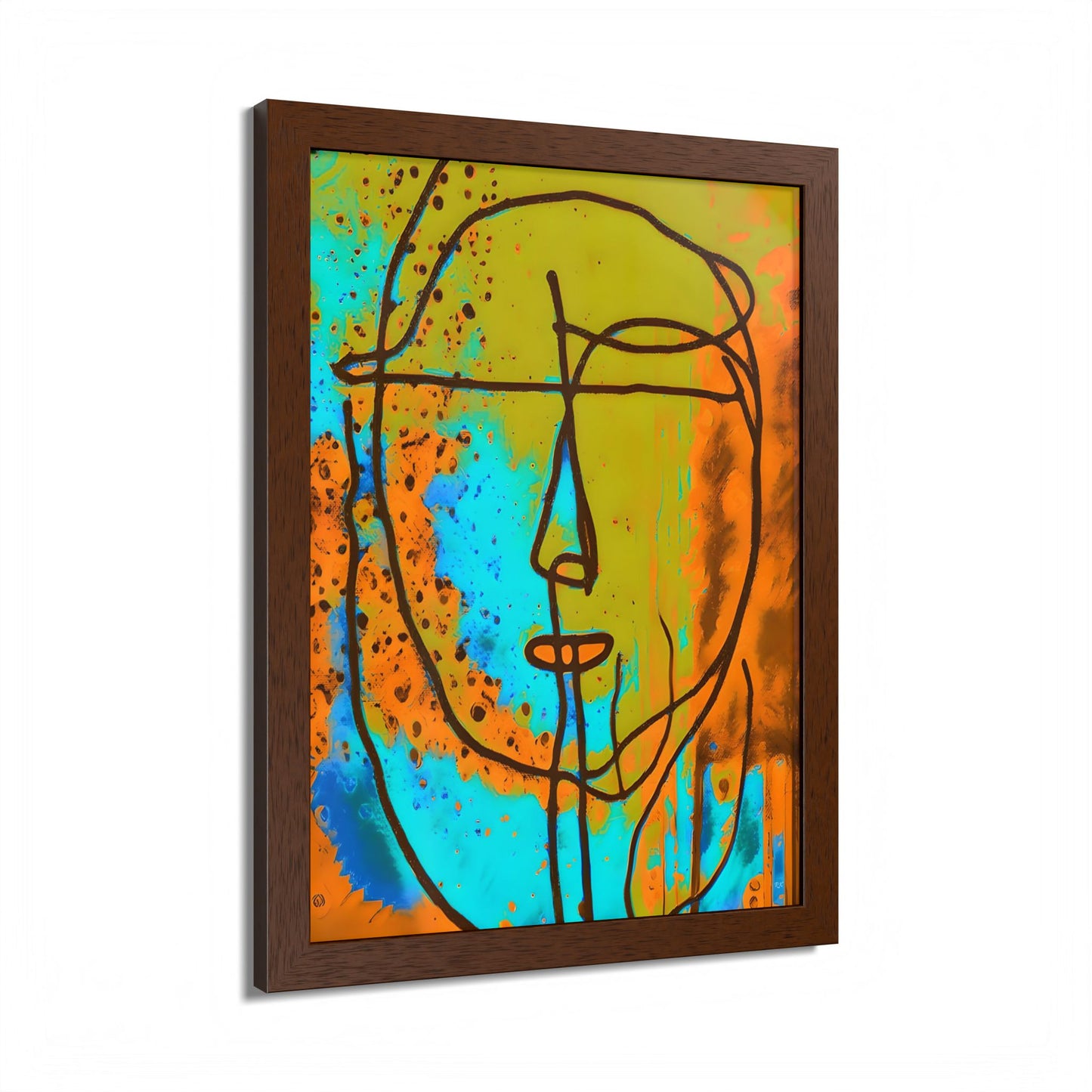 Framed Vertical Poster Abstract Sketch Face Up