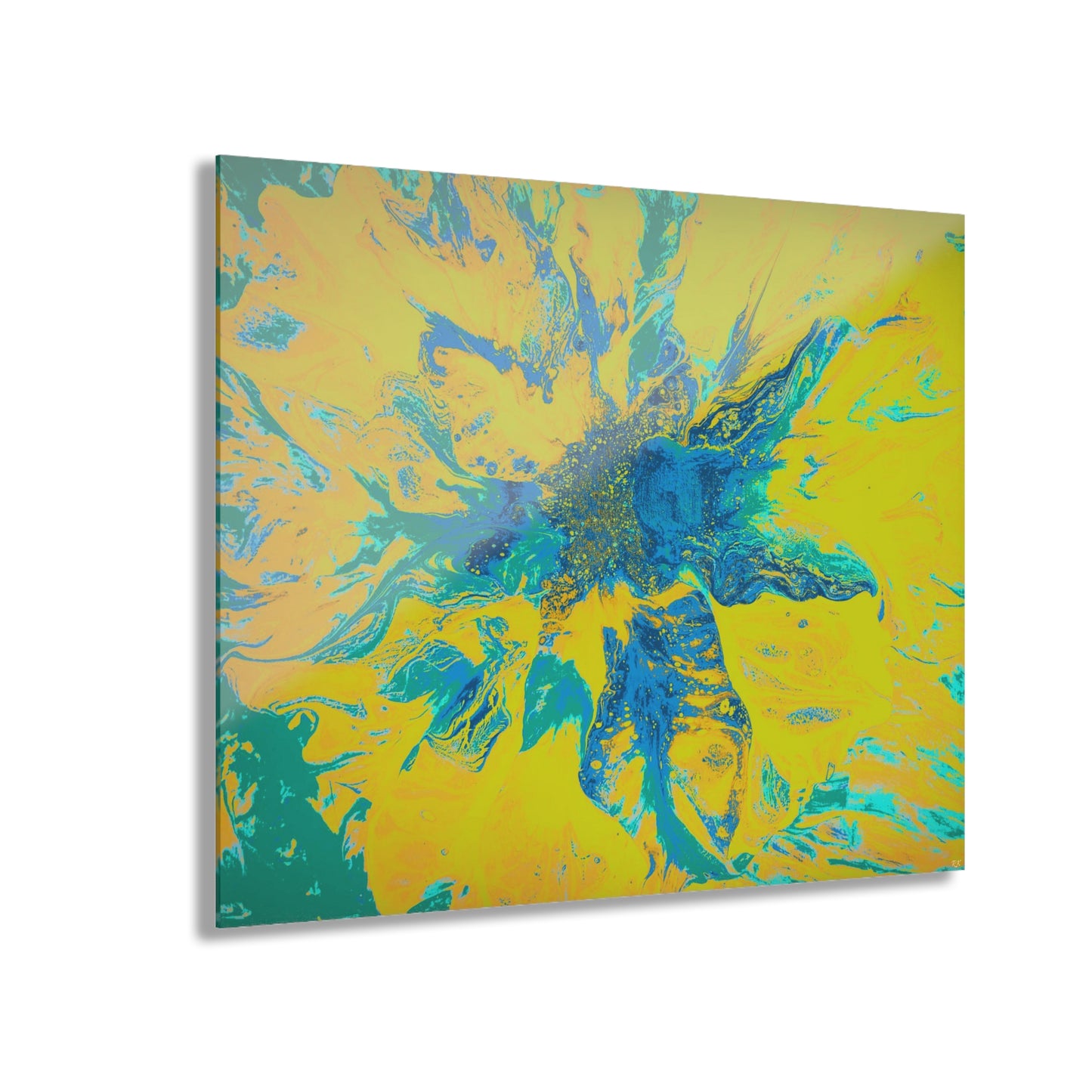 Acrylic Prints Abstract Floral Blues by Yellow 001