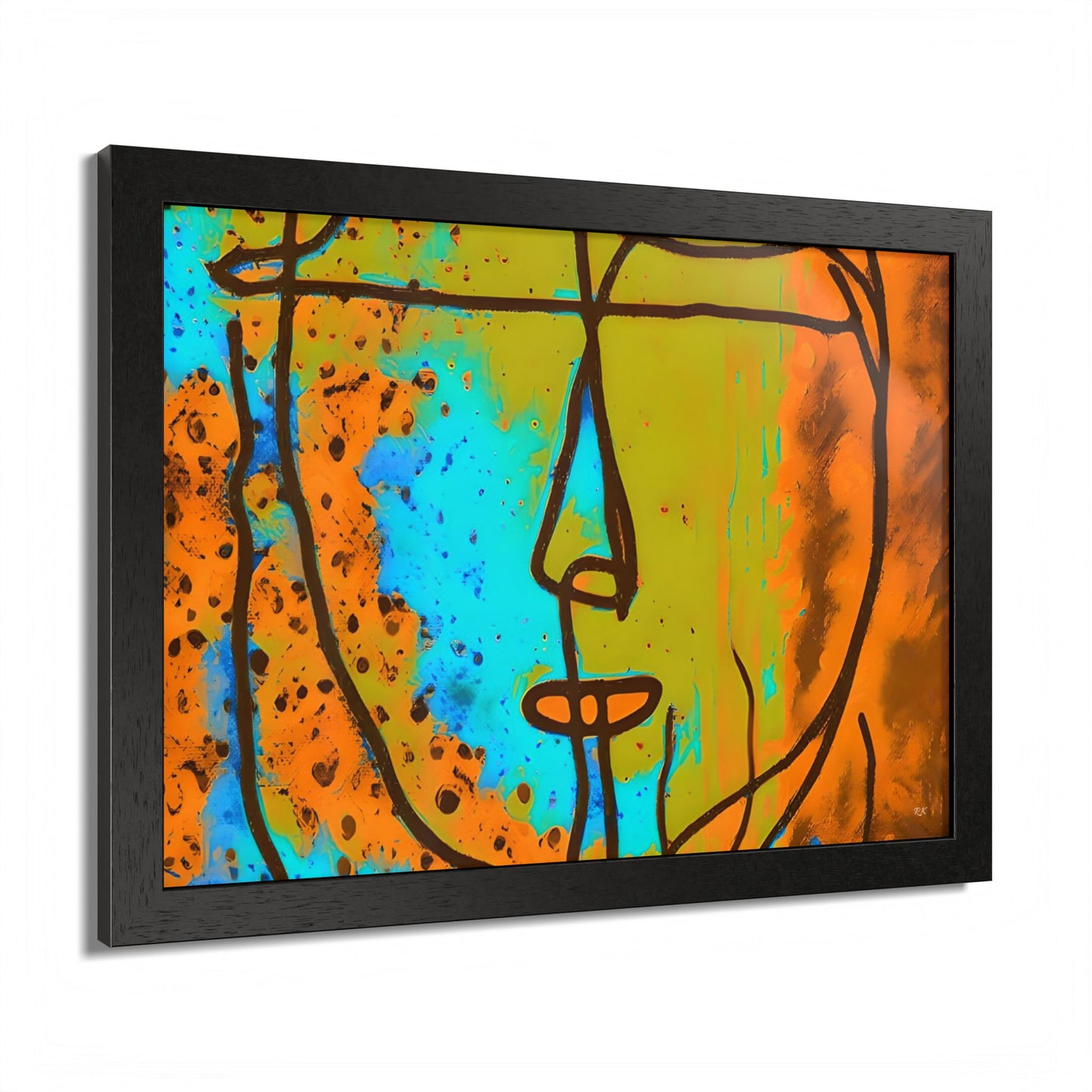 Framed Vertical Poster Abstract Sketch Face Up