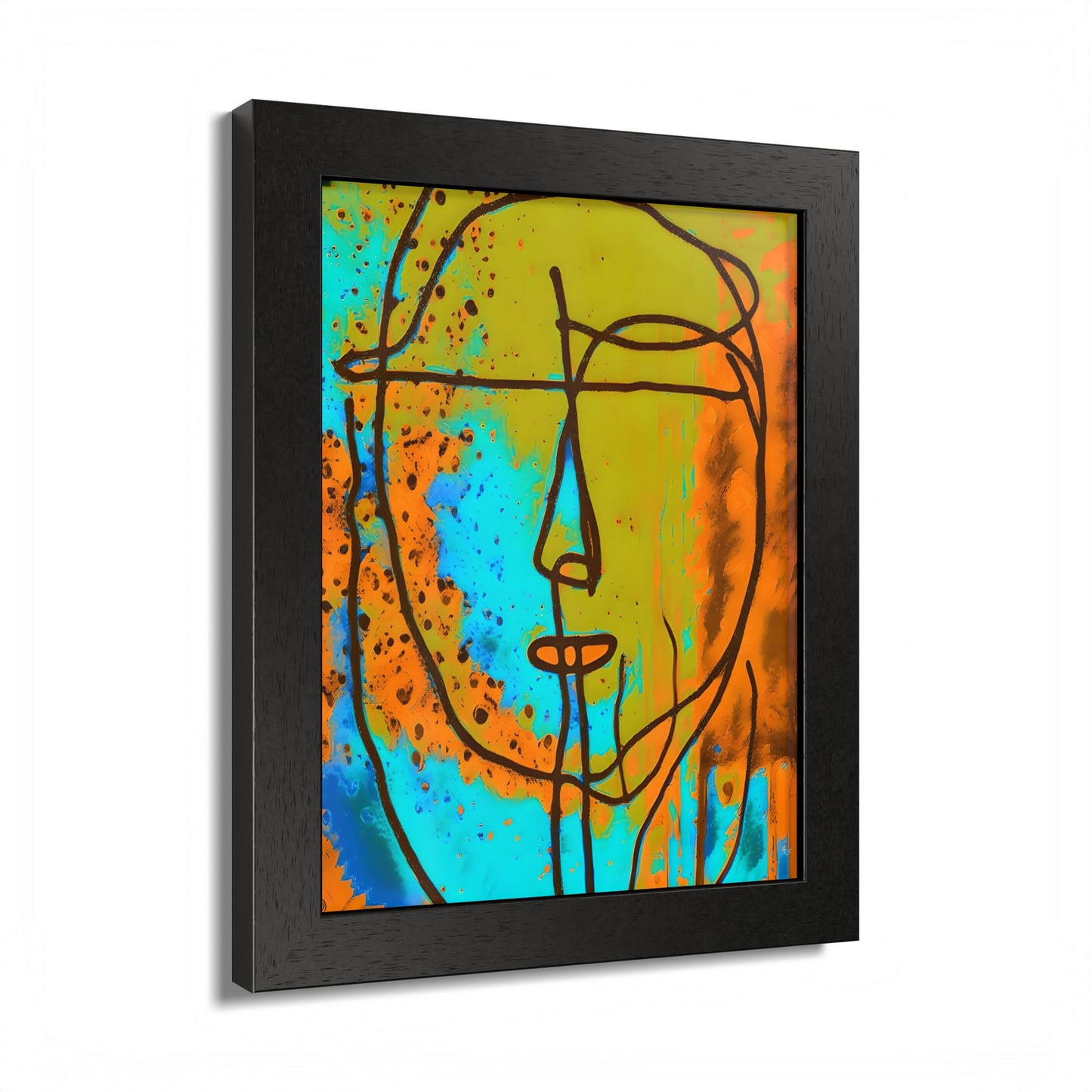 Framed Vertical Poster Abstract Sketch Face Up