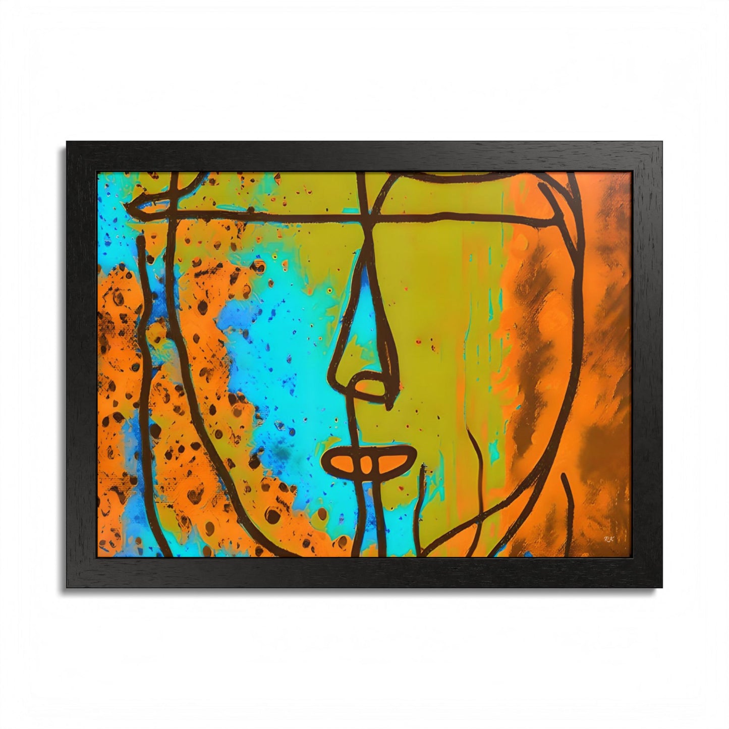 Framed Vertical Poster Abstract Sketch Face Up