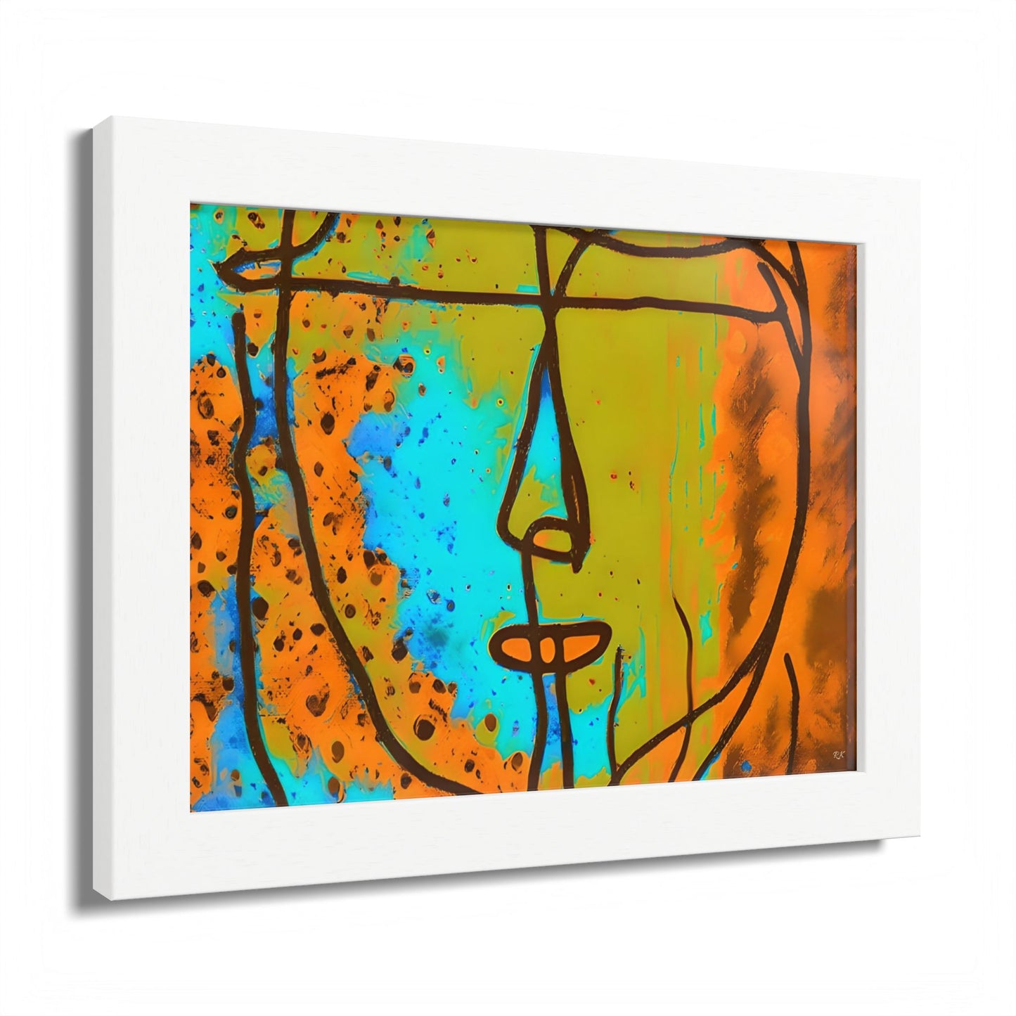 Framed Vertical Poster Abstract Sketch Face Up