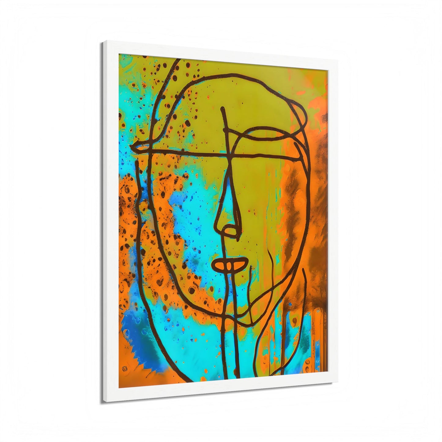 Framed Vertical Poster Abstract Sketch Face Up