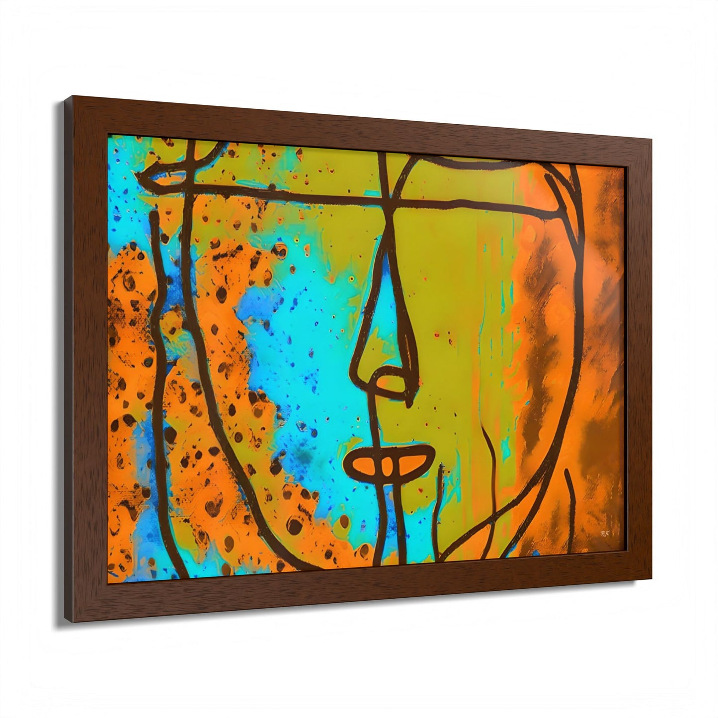 Framed Vertical Poster Abstract Sketch Face Up