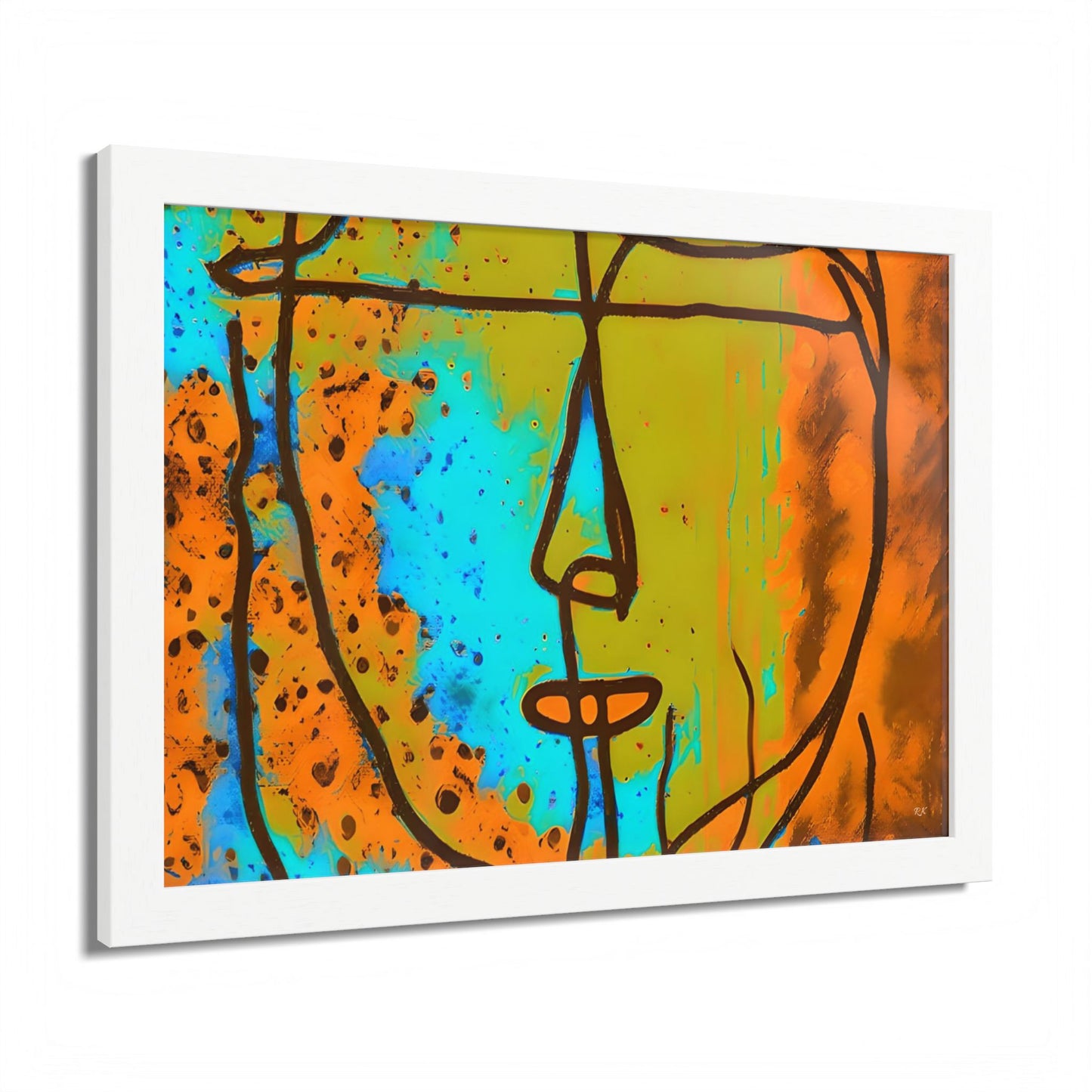 Framed Vertical Poster Abstract Sketch Face Up