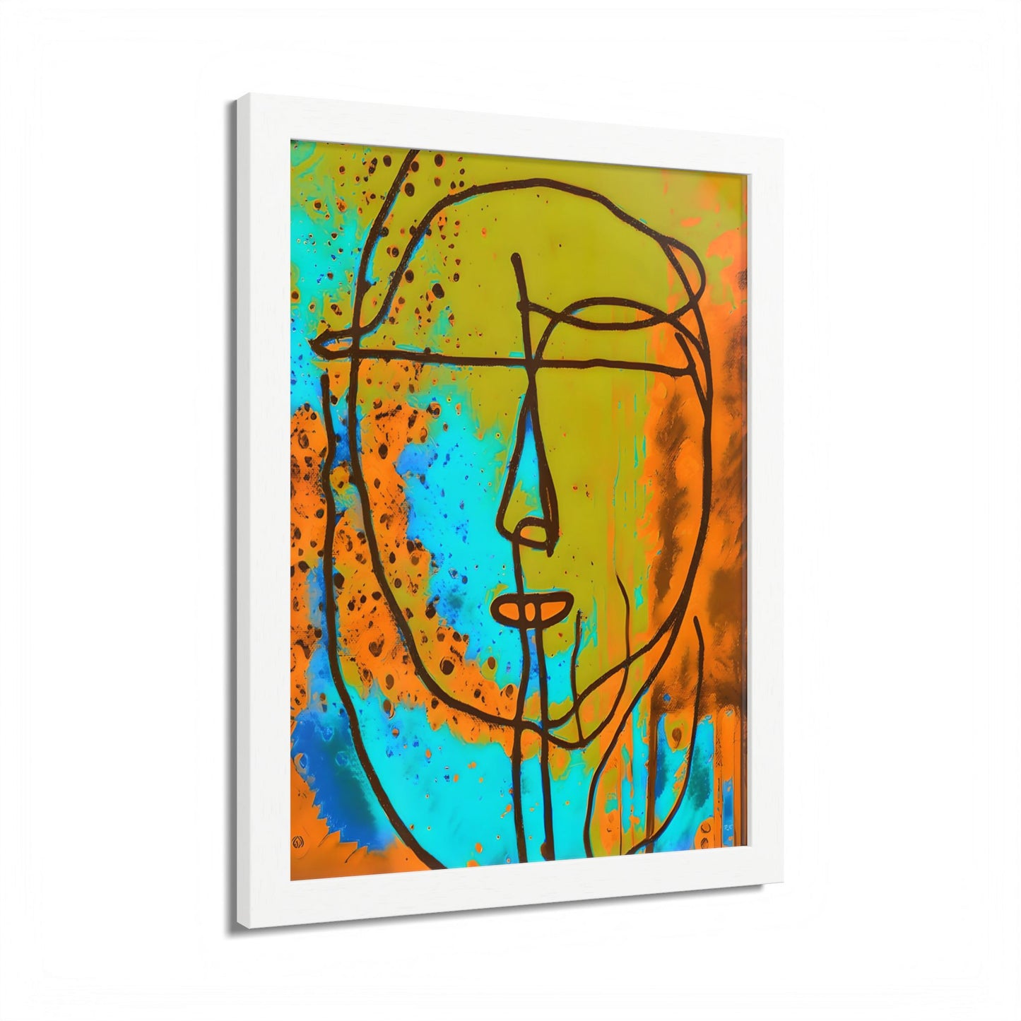 Framed Vertical Poster Abstract Sketch Face Up