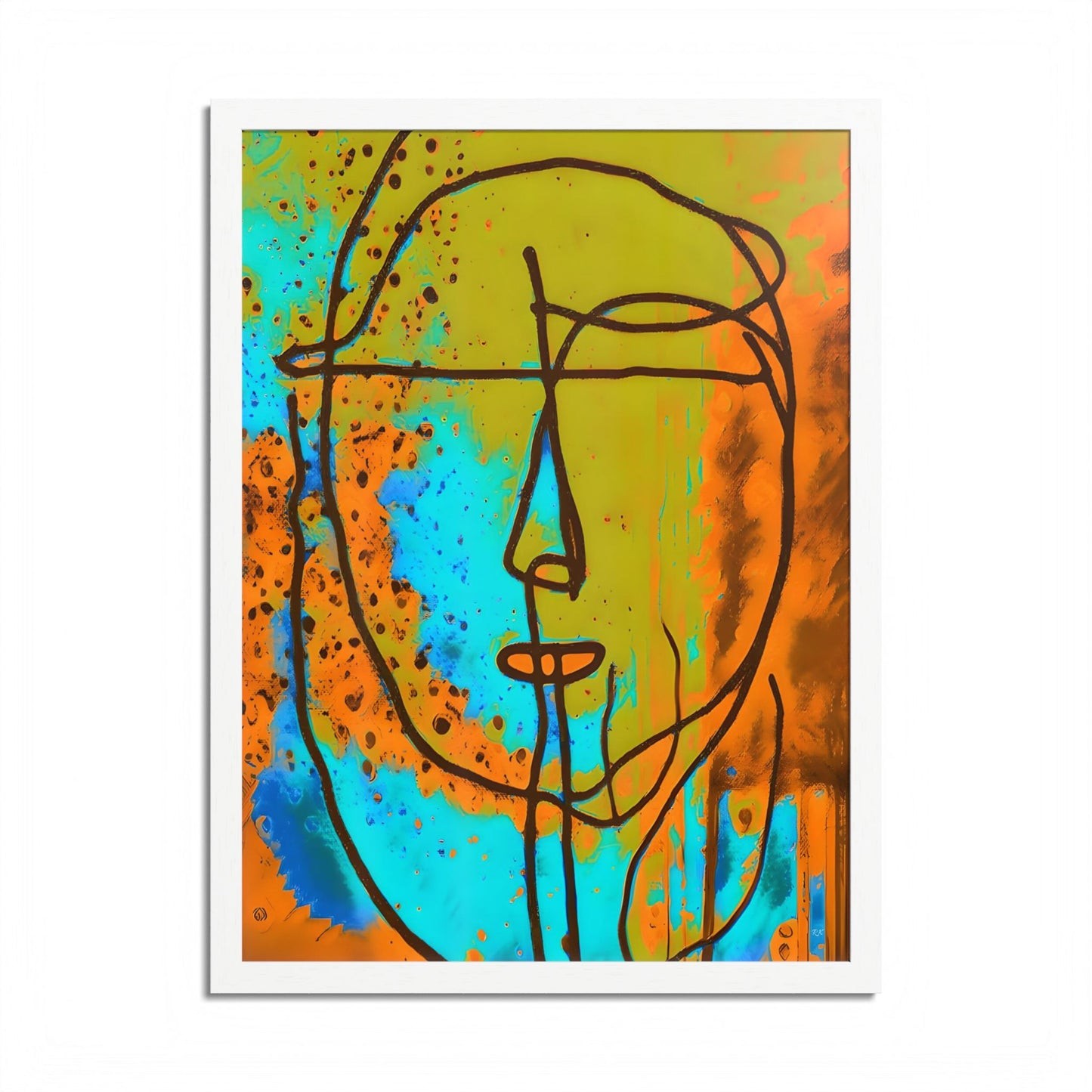 Framed Vertical Poster Abstract Sketch Face Up