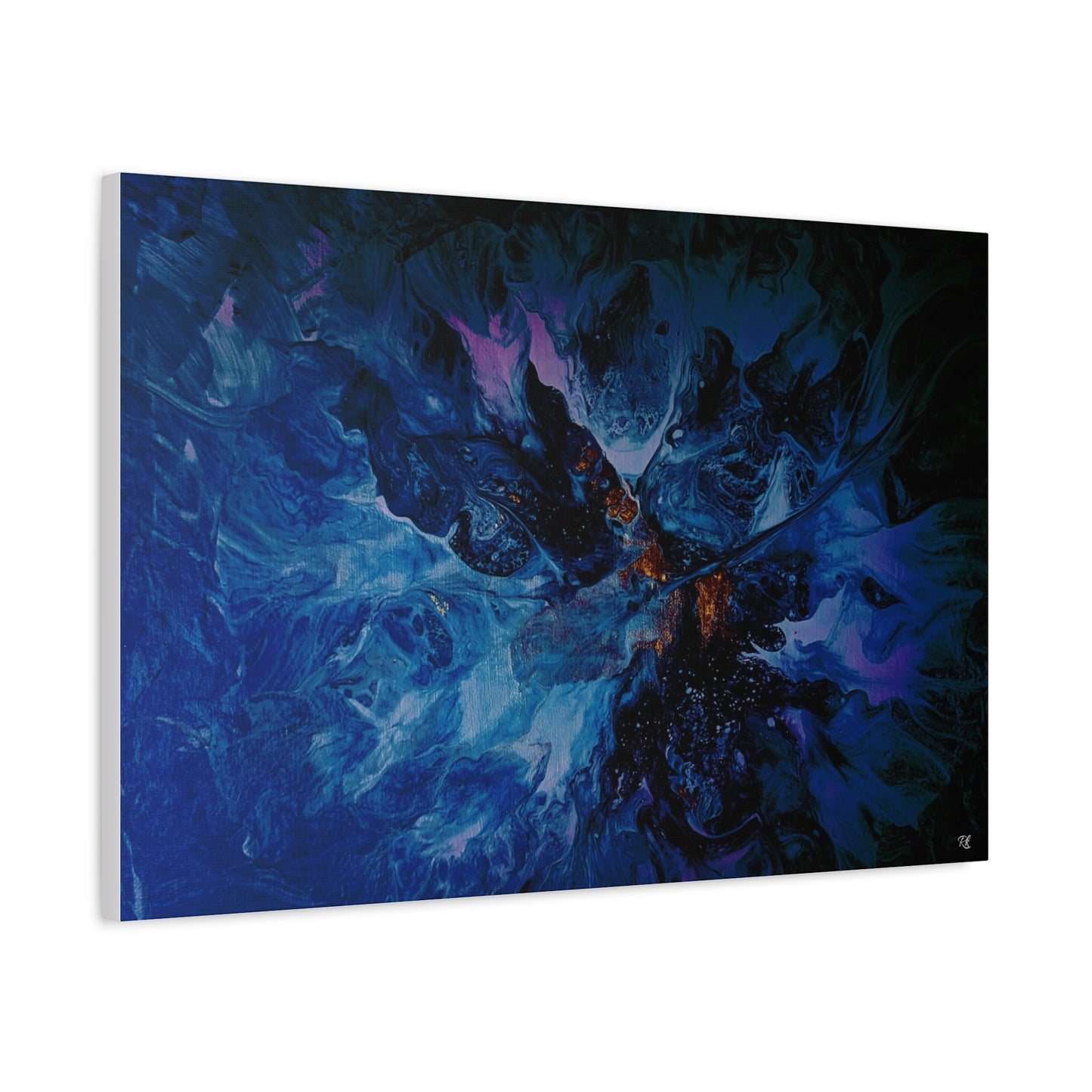 Abstract Blue Matte Canvas Art - Stretched 1.25"