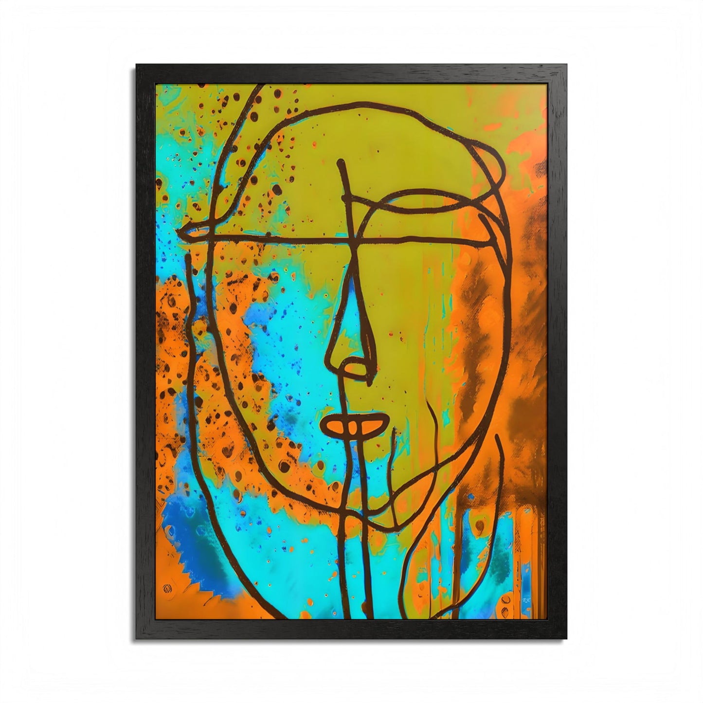 Framed Vertical Poster Abstract Sketch Face Up