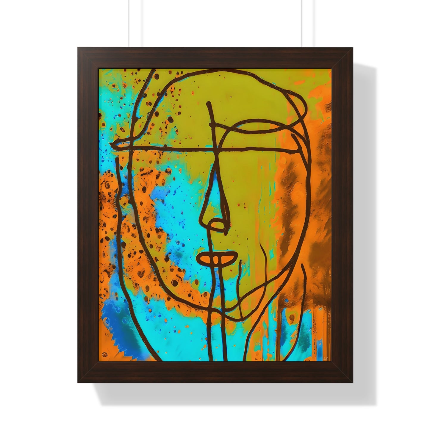 Framed Vertical Poster Abstract Sketch Face Up