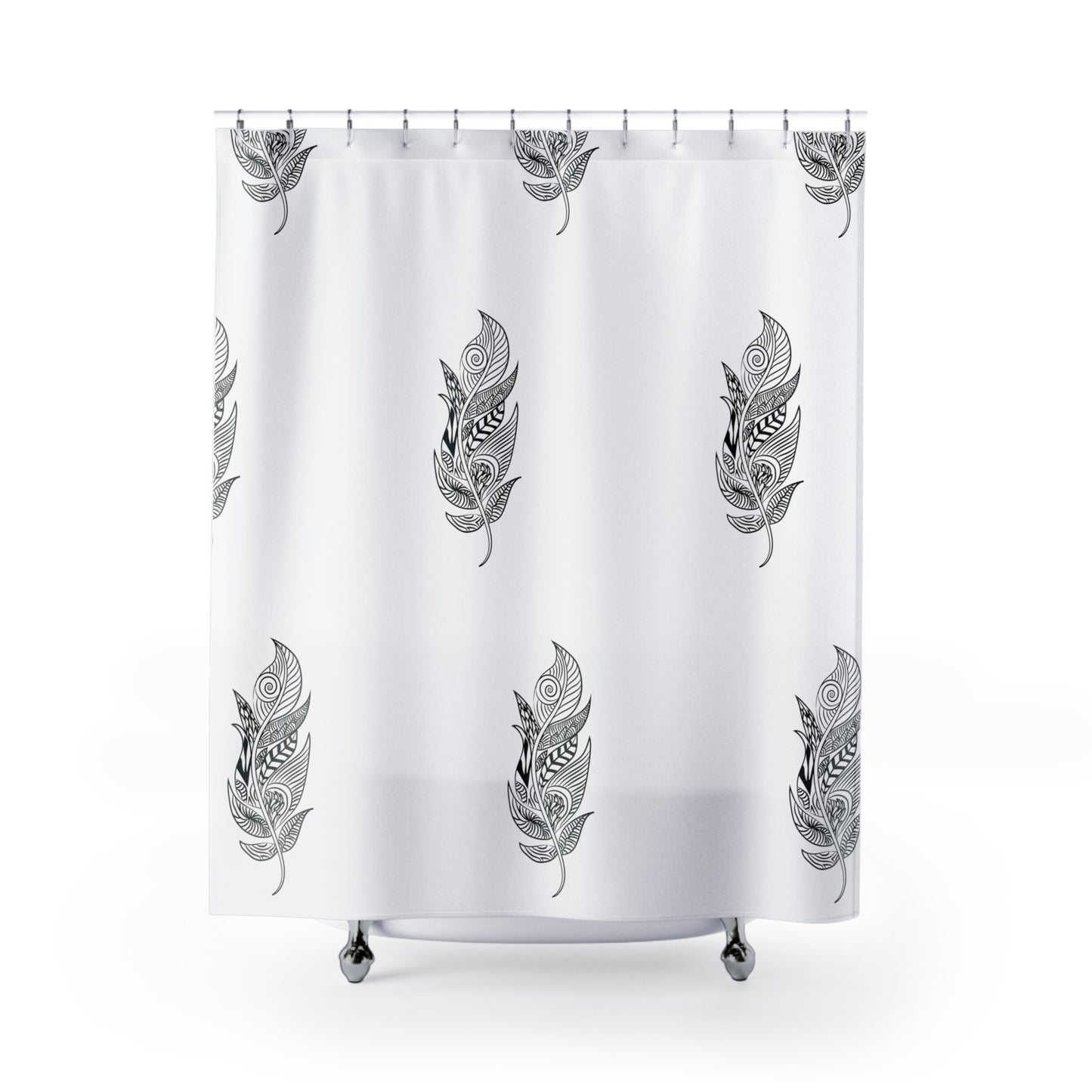 Shower Curtains by Its A Art Vibe Black & White Feather 02