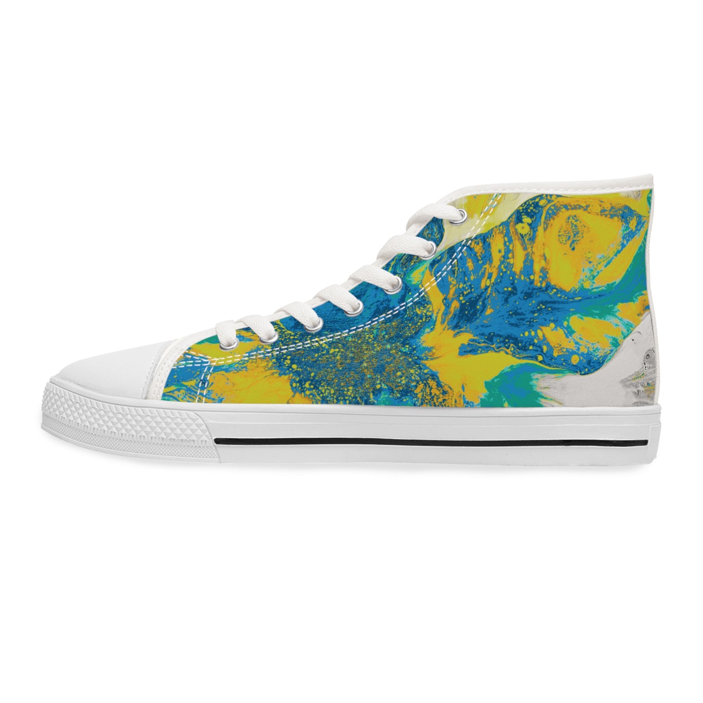 Women's High-Top Sneakers Yellow Blue by Its A Art Vibe