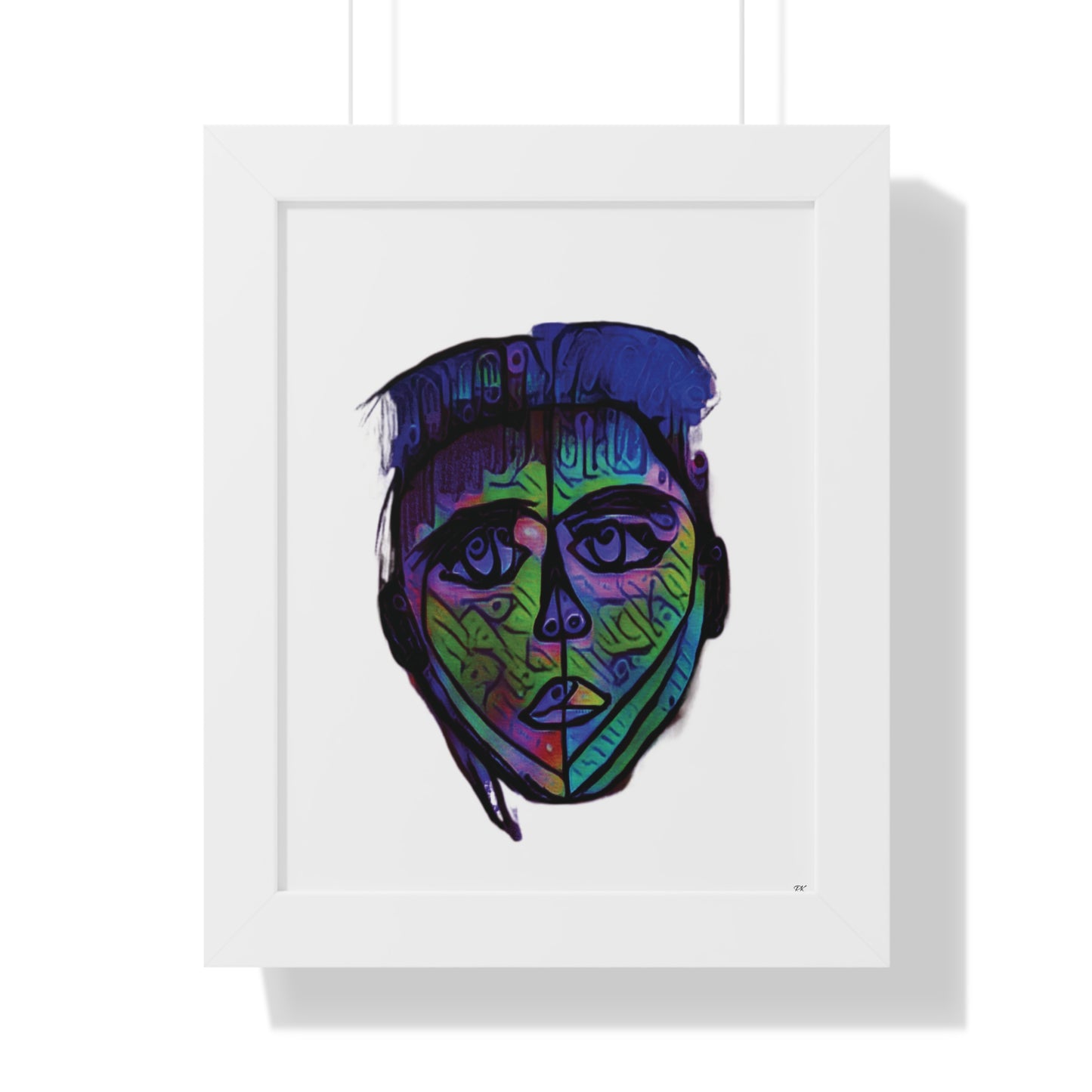 Framed Vertical Poster Abstract Face I Am Every Color 02