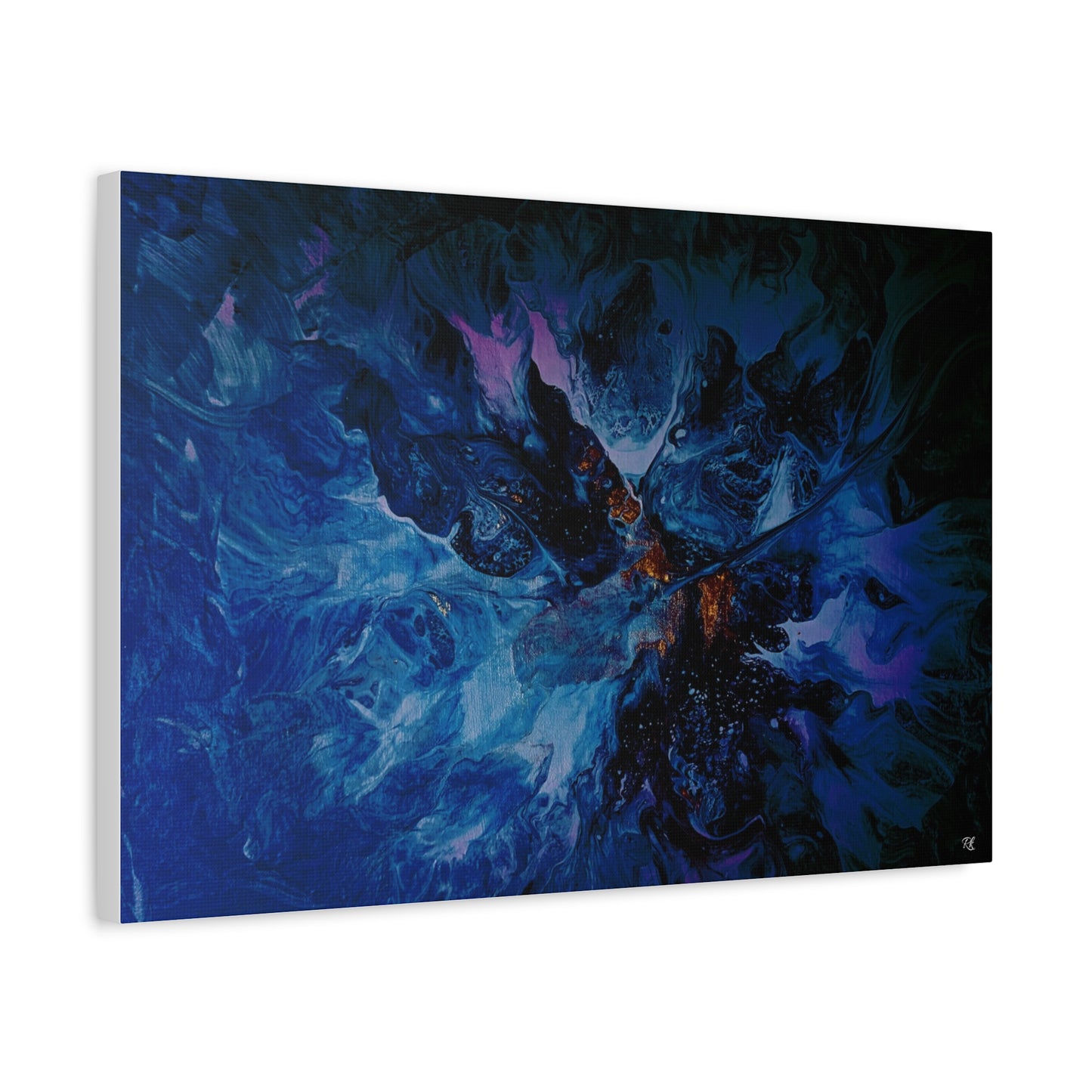Abstract Blue Matte Canvas Art - Stretched 1.25"