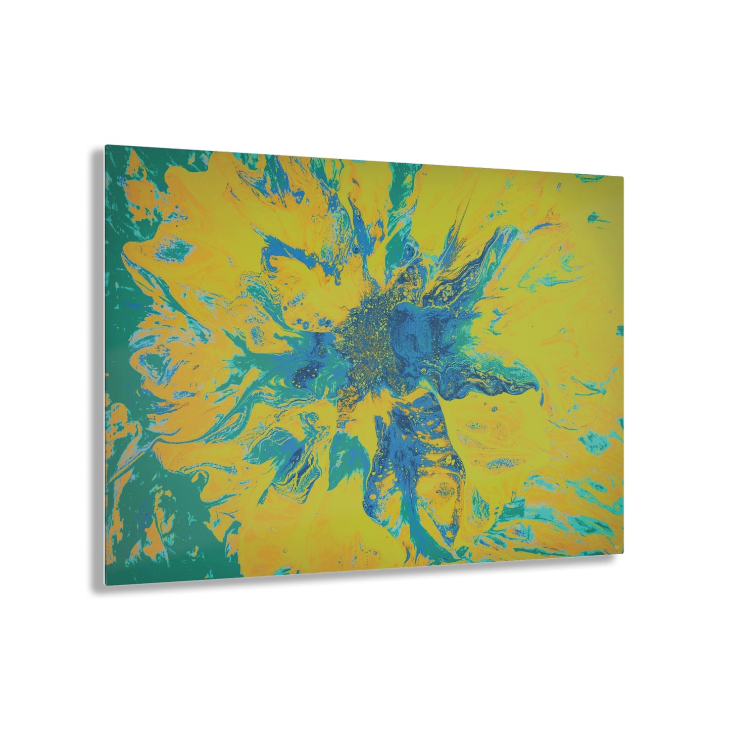 Acrylic Prints Abstract Floral Blues by Yellow 001