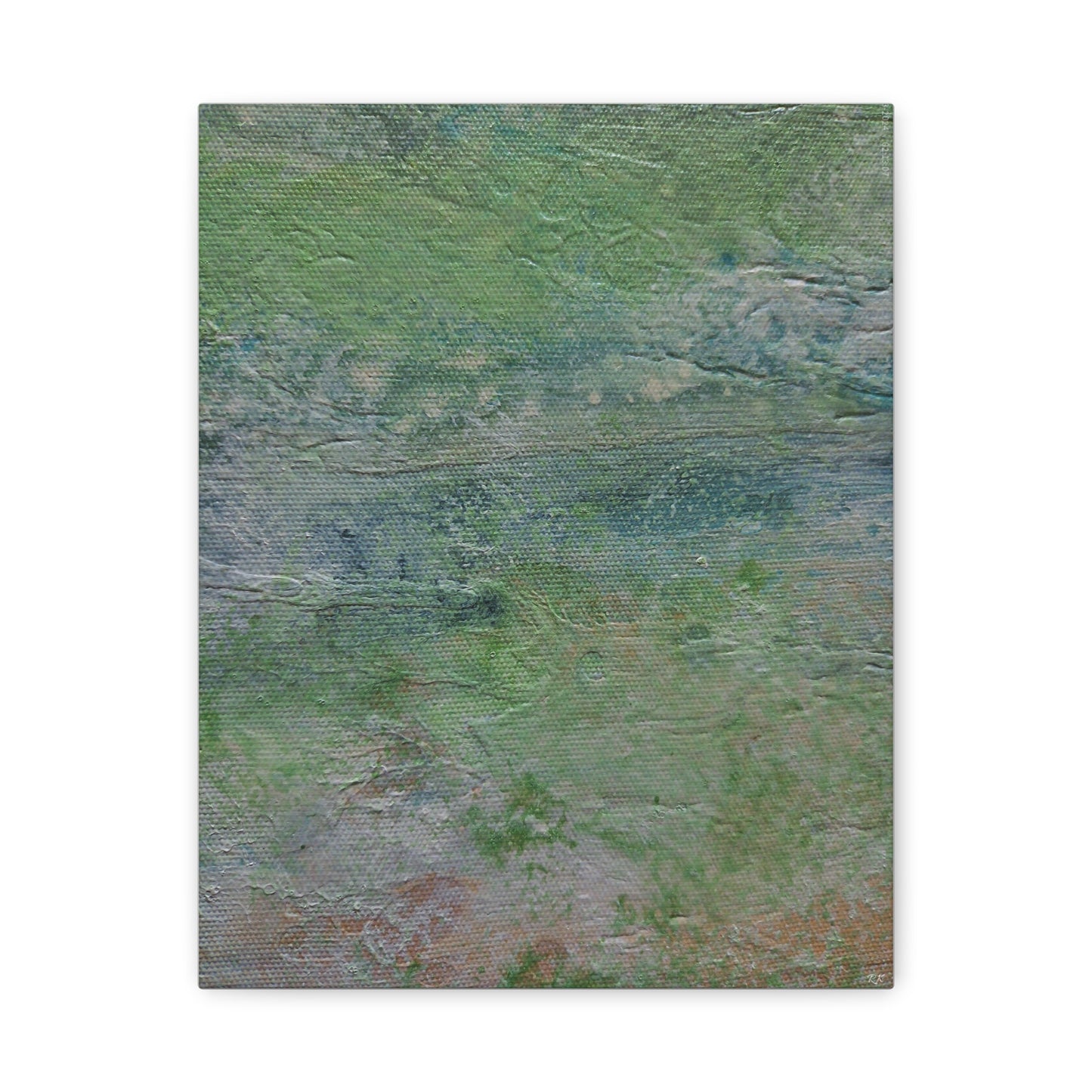 Nature Colors Greens Abstract Original Painting Printed on Canvas Gallery Wrap 1.25"