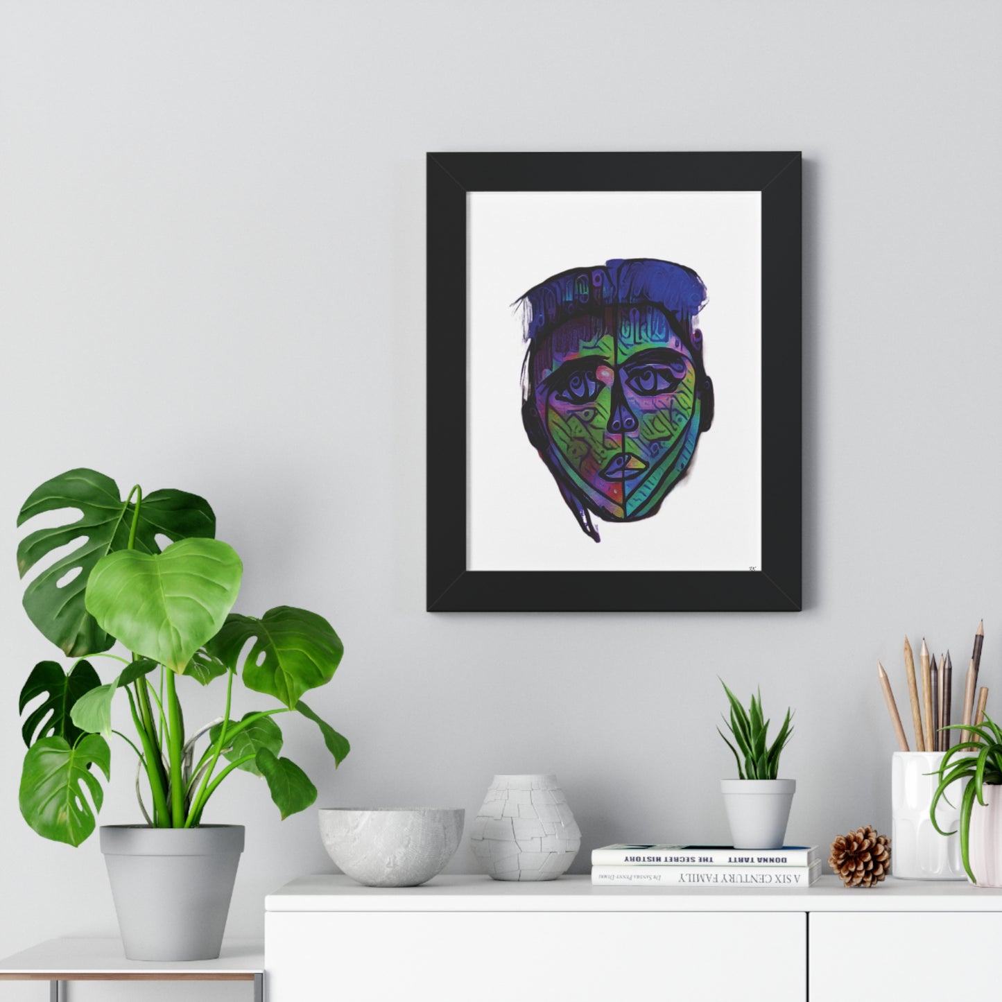 Framed Vertical Poster Abstract Face I Am Every Color 02