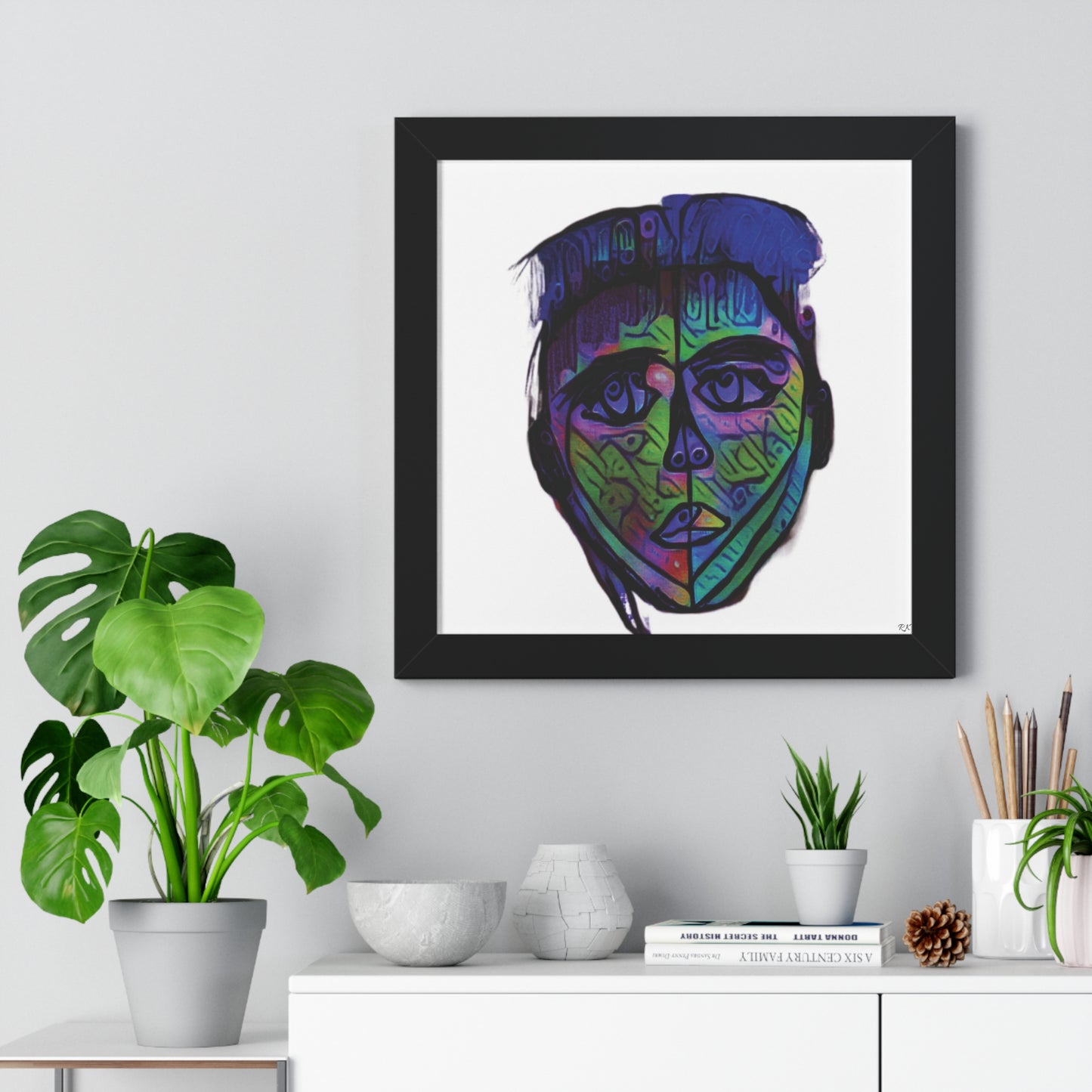 Framed Vertical Poster Abstract Face I Am Every Color 02