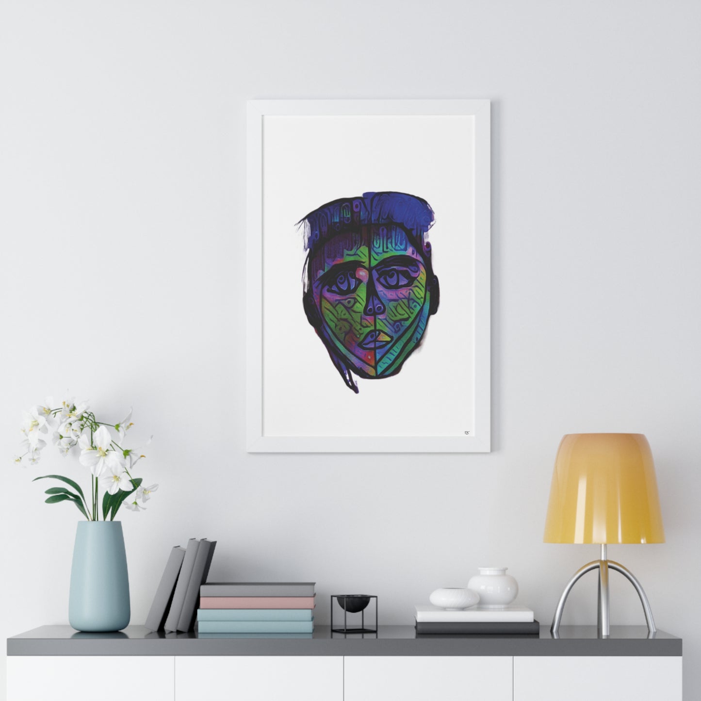 Framed Vertical Poster Abstract Face I Am Every Color 02