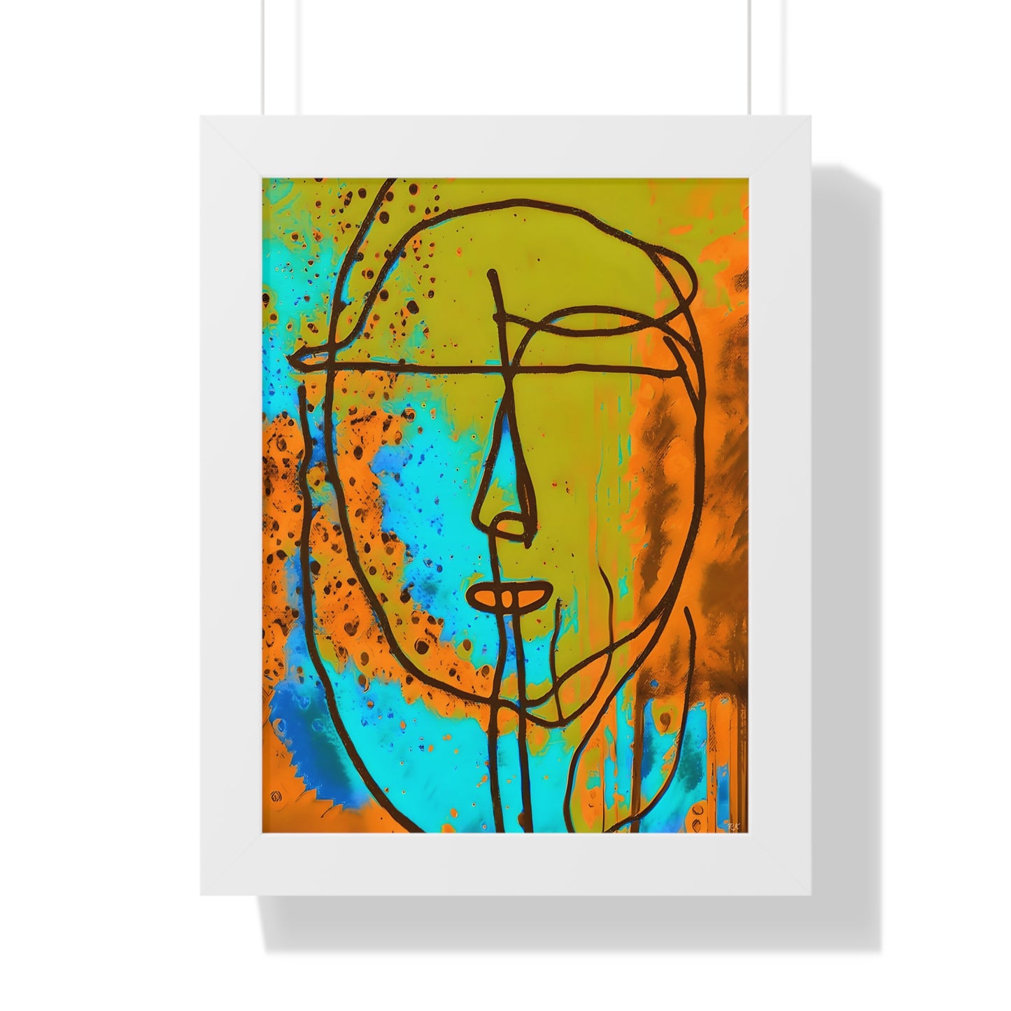 Framed Vertical Poster Abstract Sketch Face Up