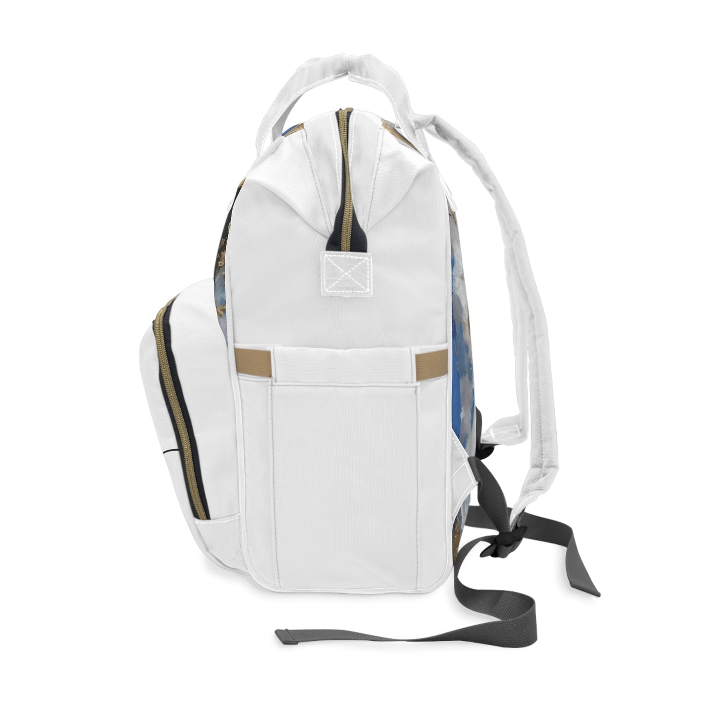 Multifunctional Diaper Backpack Blue Gold by Its A Art Vibe