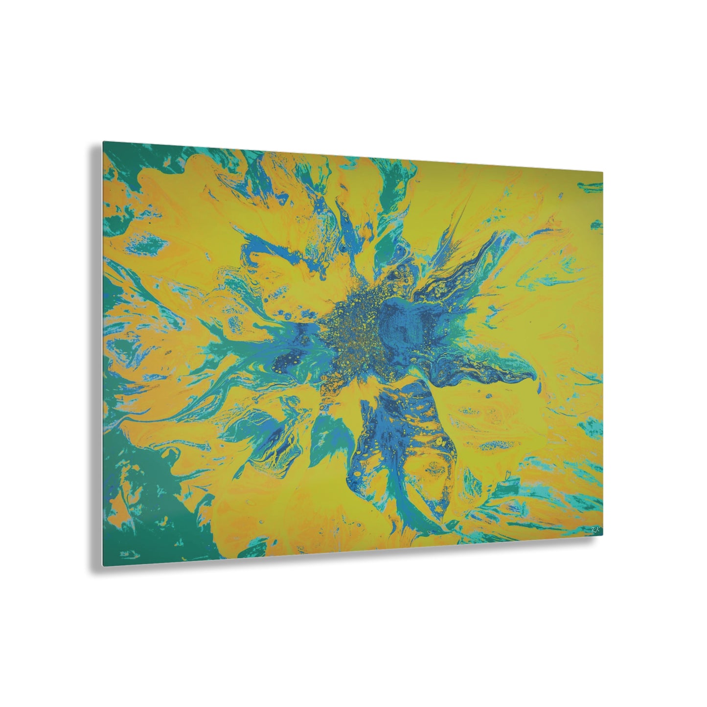 Acrylic Prints Abstract Floral Blues by Yellow 001