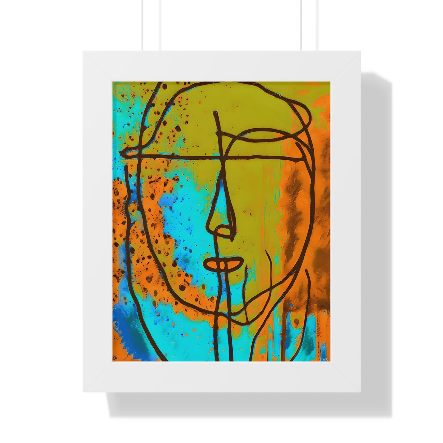 Framed Vertical Poster Abstract Sketch Face Up