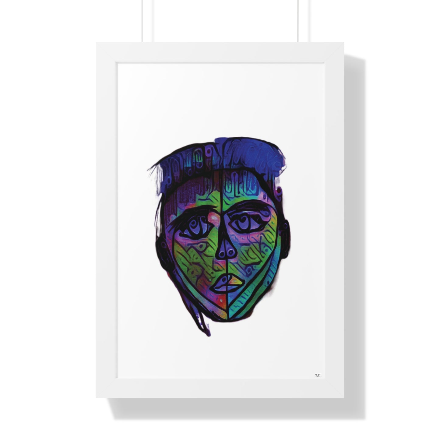 Framed Vertical Poster Abstract Face I Am Every Color 02